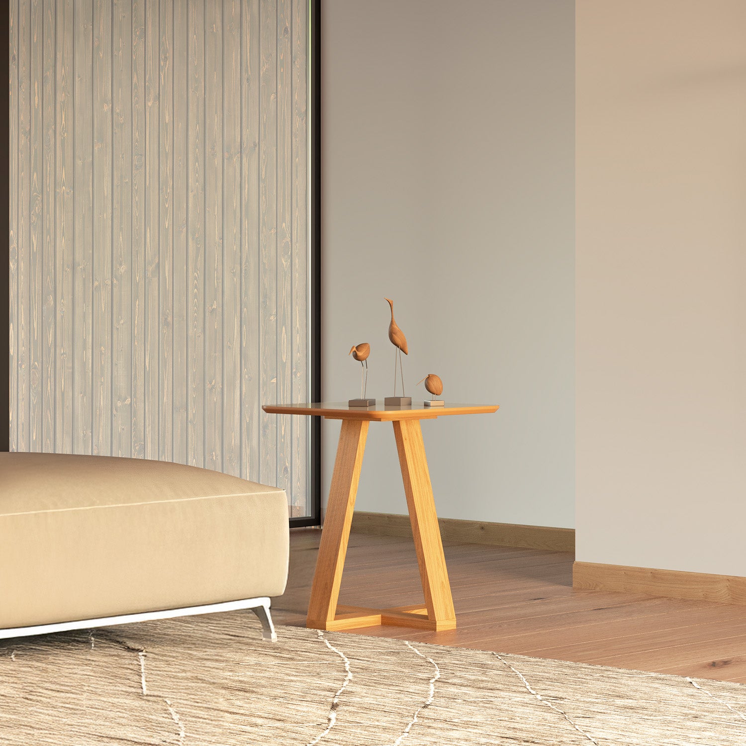 Mesa Auxiliar Andy 55X45 White, Natural