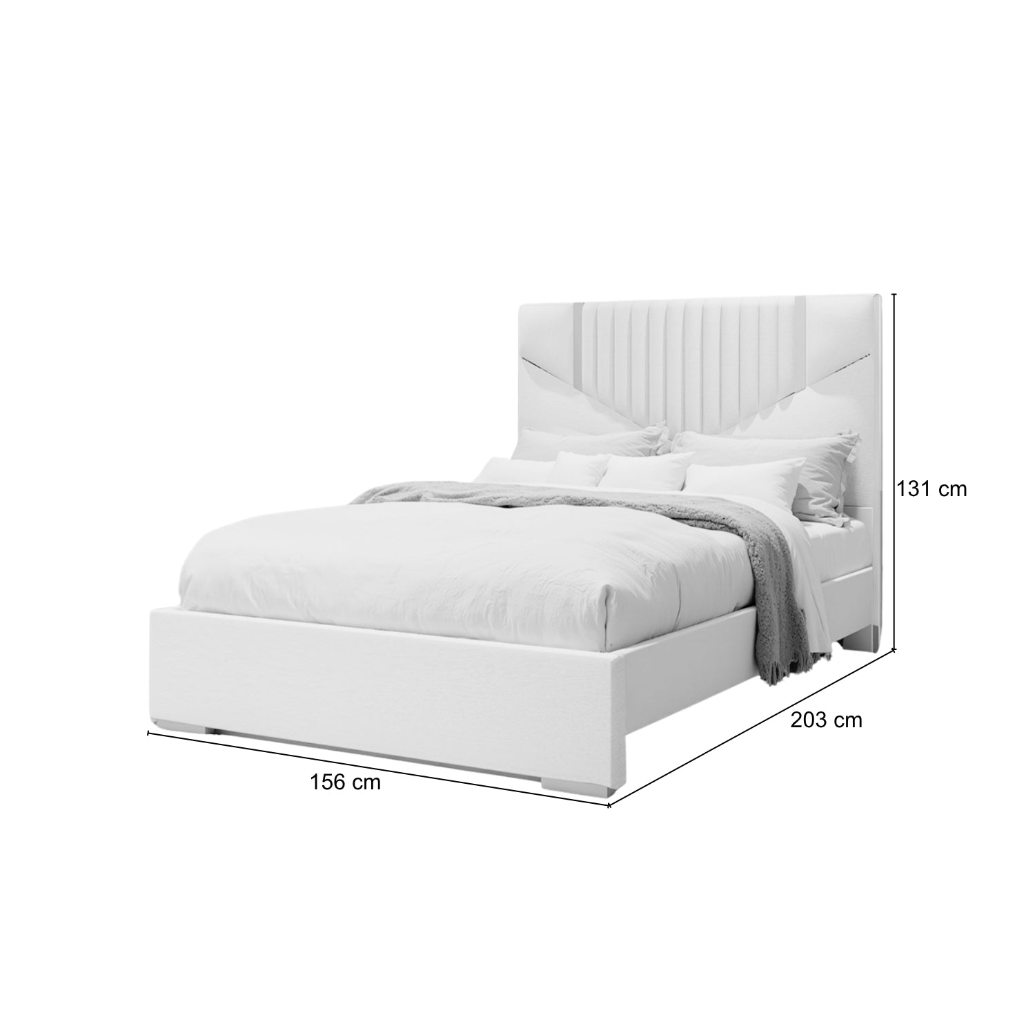 Cama Doble Santana Beige Perlado,Champaña