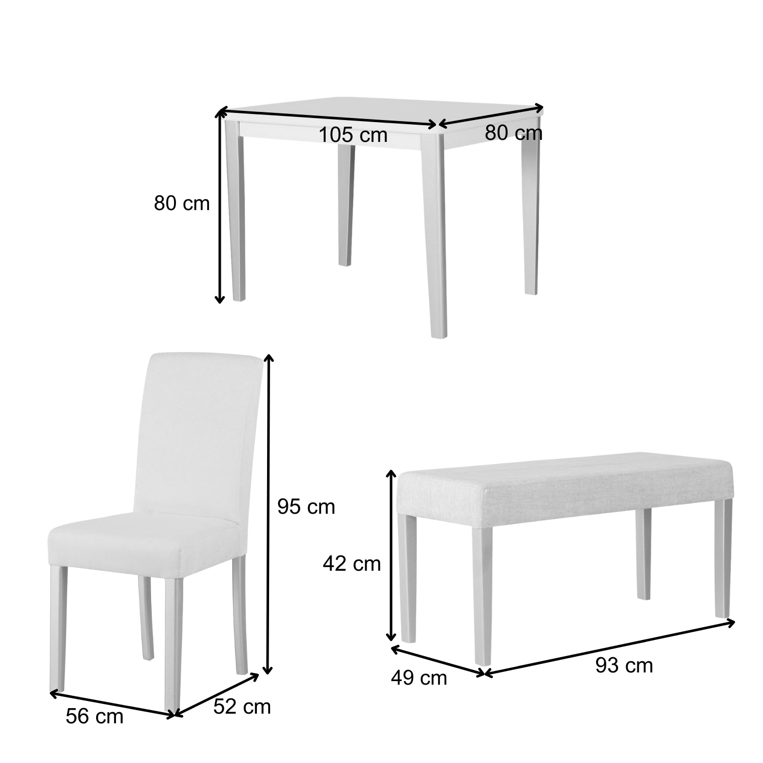Comedor 4 Puestos Line Eurolino Vitore Natural 2 Sillas + Butaca