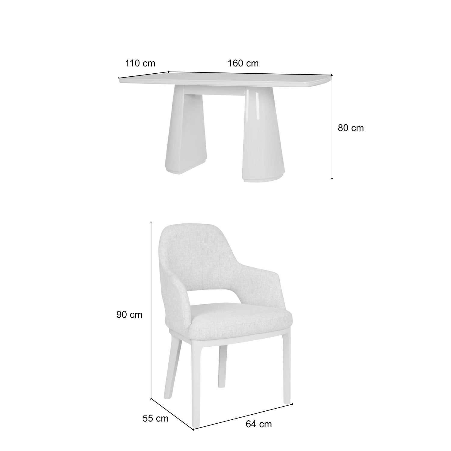 Comedor 6 Puestos Nebraska Diversa Arena, Off White