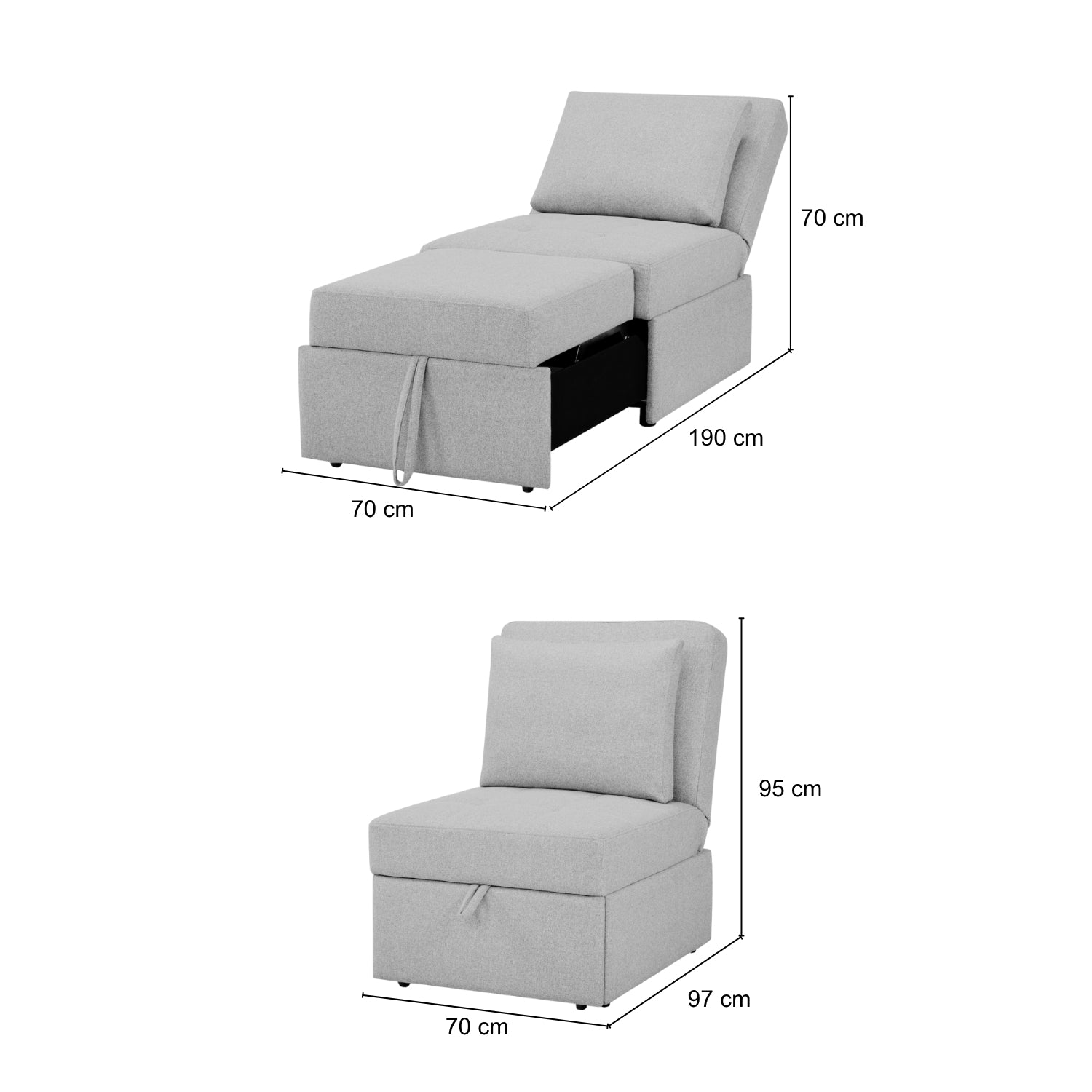 Sofá Cama Twin Portela Lino Gris