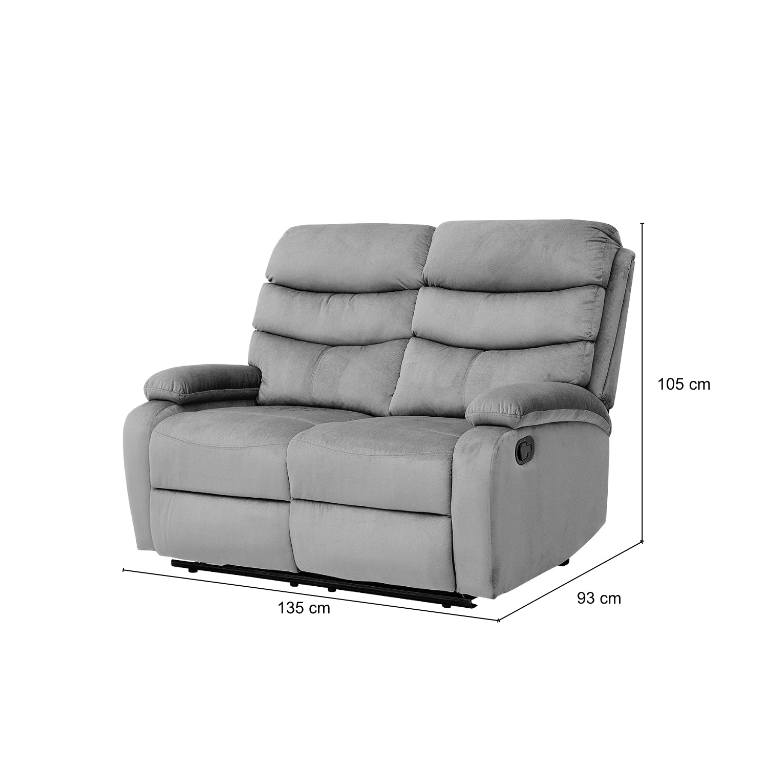 Sofá Reclinable 2 Puestos Foster Velvet Gris