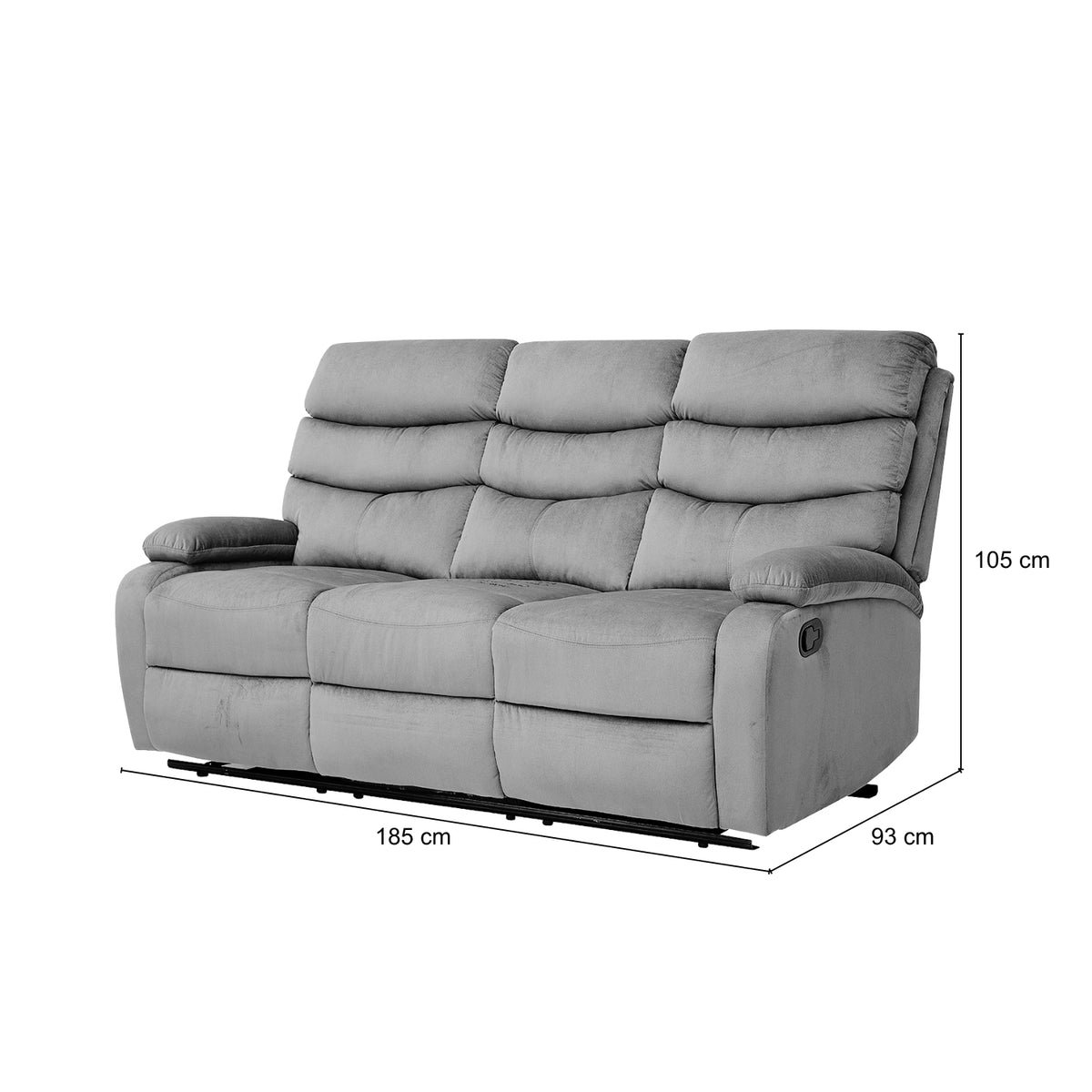 Sofá Reclinable 3 Puestos Foster Velvet Gris