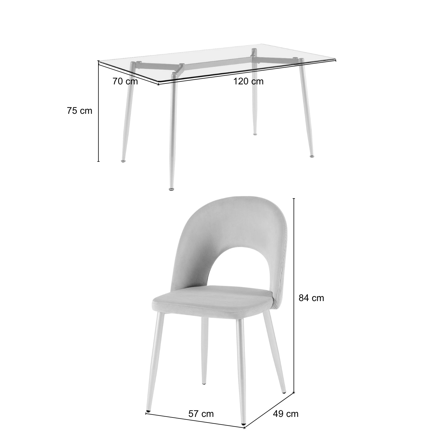 Comedor 4 Puestos Adelle Velvet Beige, Champaña