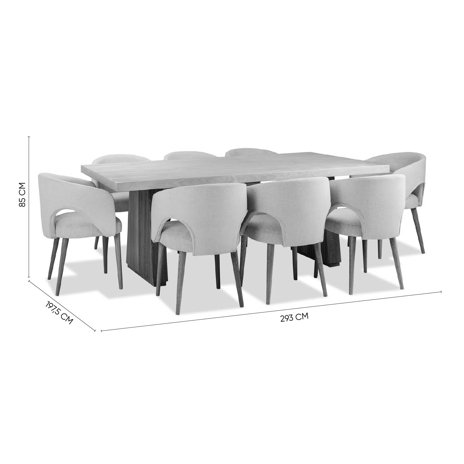 Comedor 8 Puestos Denver Microfibra Arena, Natural