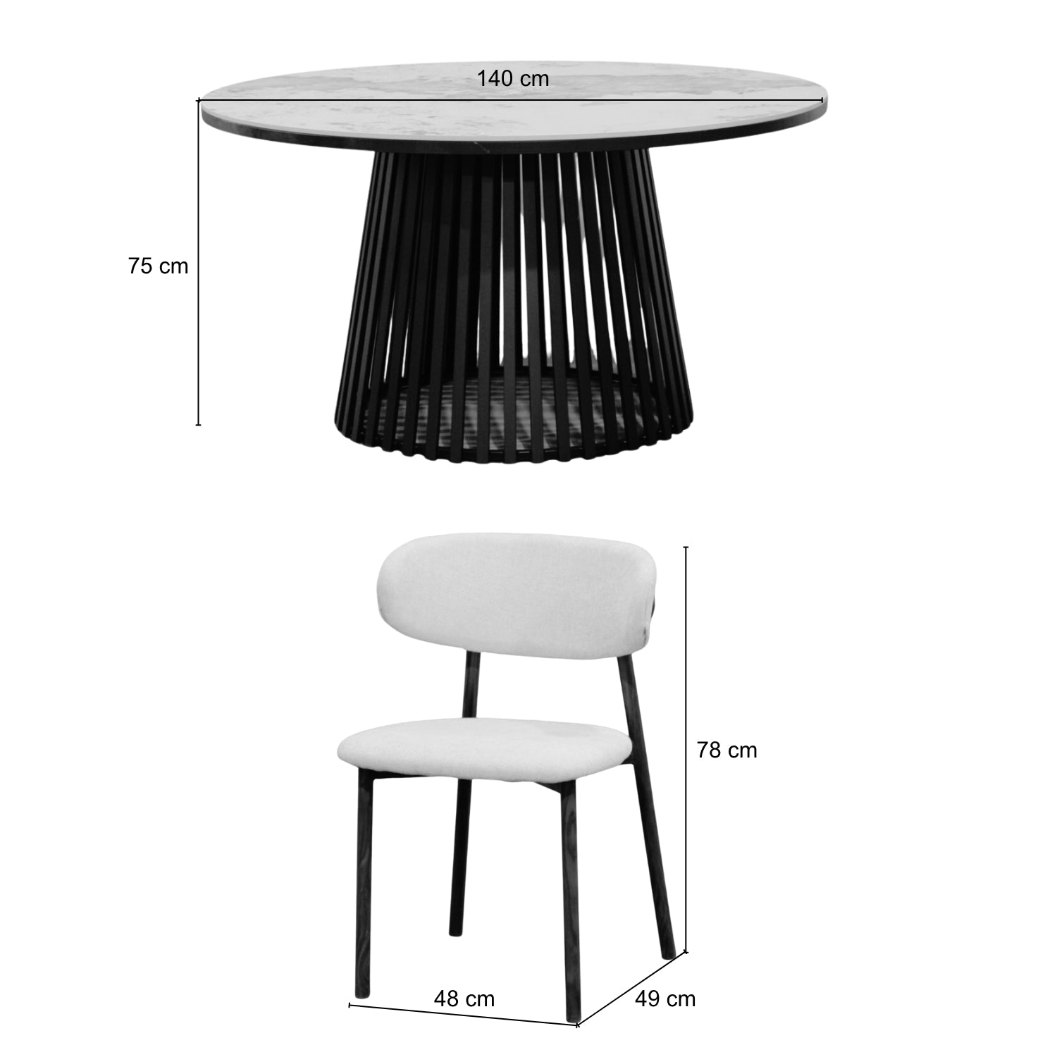 Comedor 6 Puestos Donato Beige, Negro