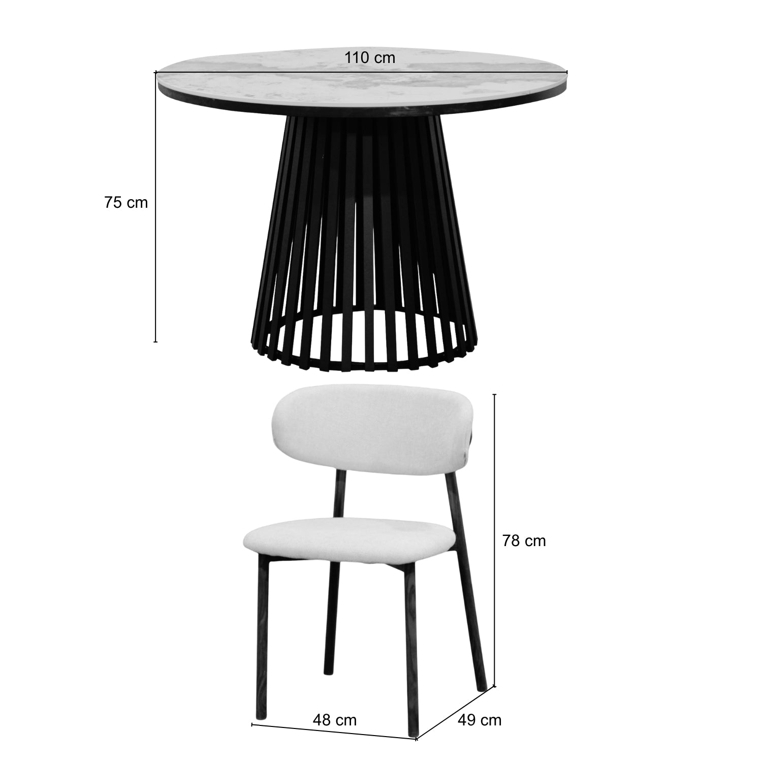 Comedor 4 Puestos Donato Beige, Negro