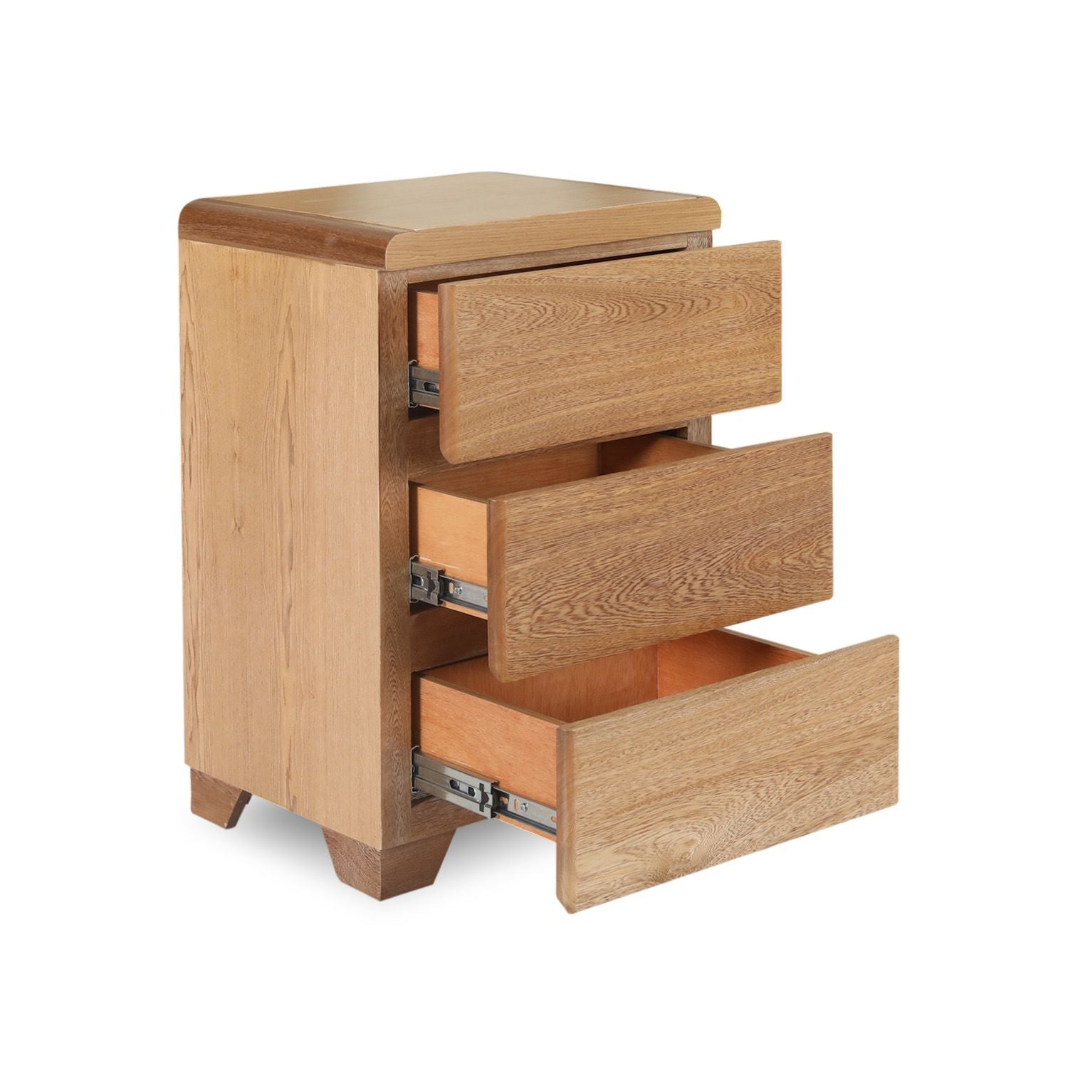 Mesa De Noche Ceratto 3 Gavetas, Roble Natural