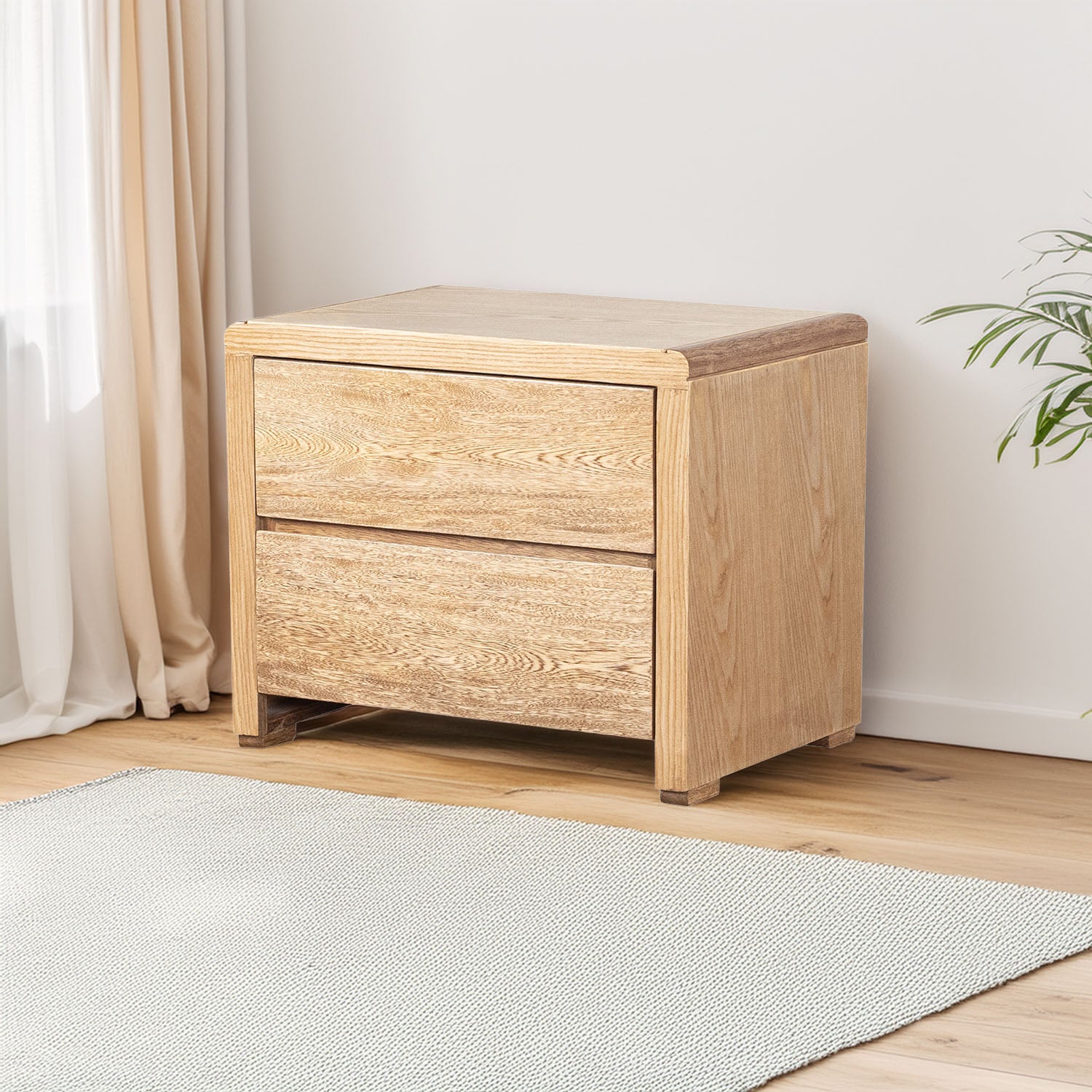 Mesa De Noche Ceratto 2 Gavetas, Roble Natural