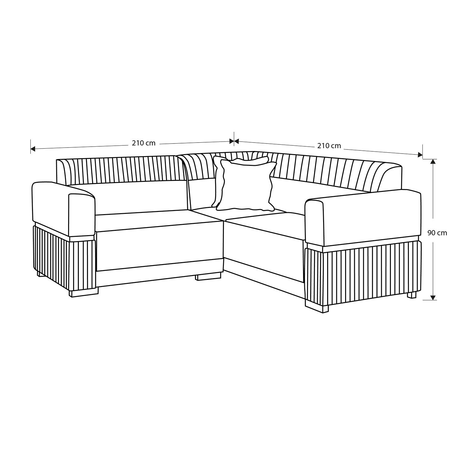 Sofá en L Dhara Chenille Almendra, Champaña 3 Piezas Brazo Desmontable