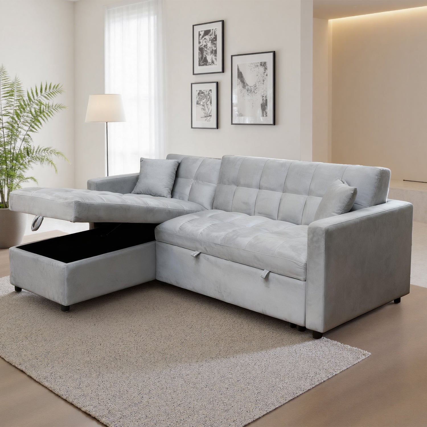 Sala Cama Lenon Velvet Plata