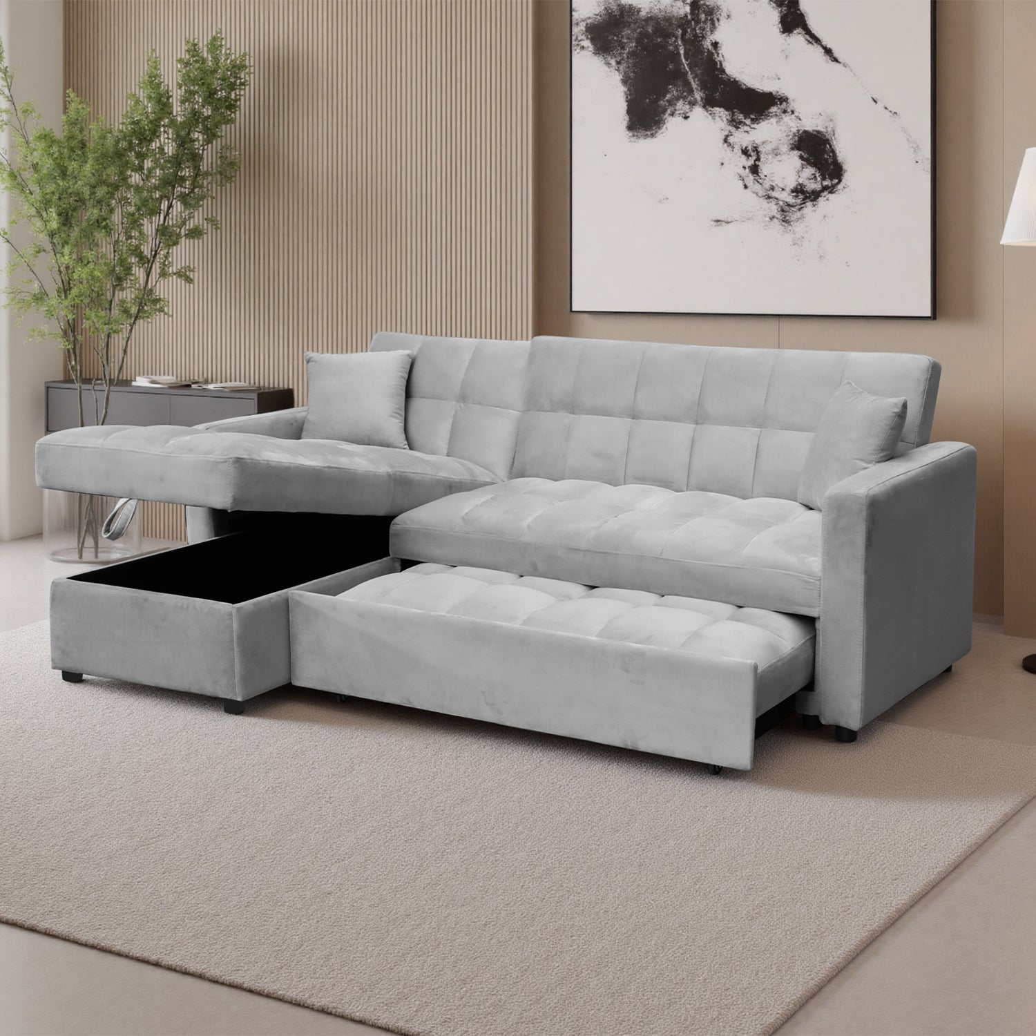 Sala Cama Lenon Velvet Plata