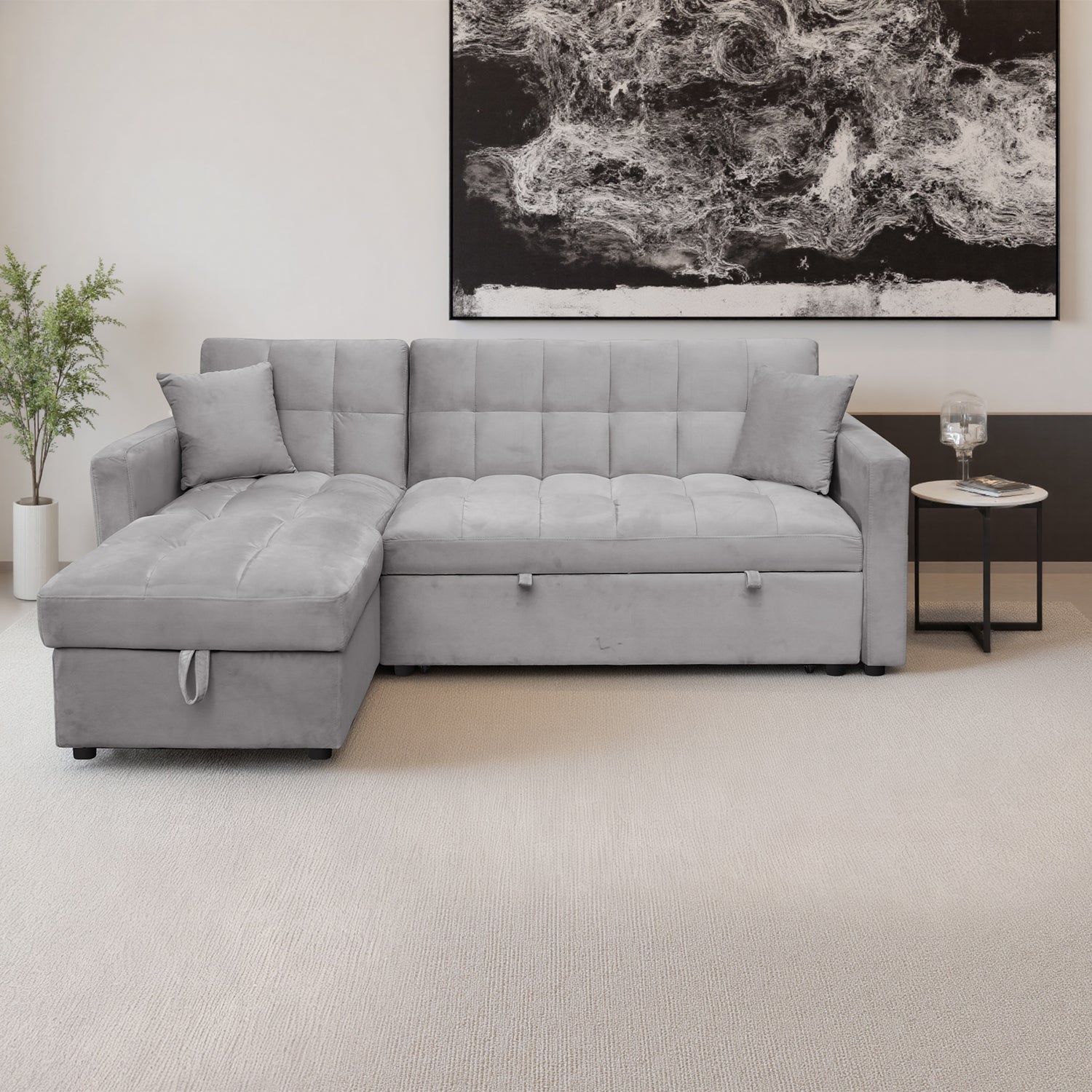 Sala Cama Lenon Velvet Plata