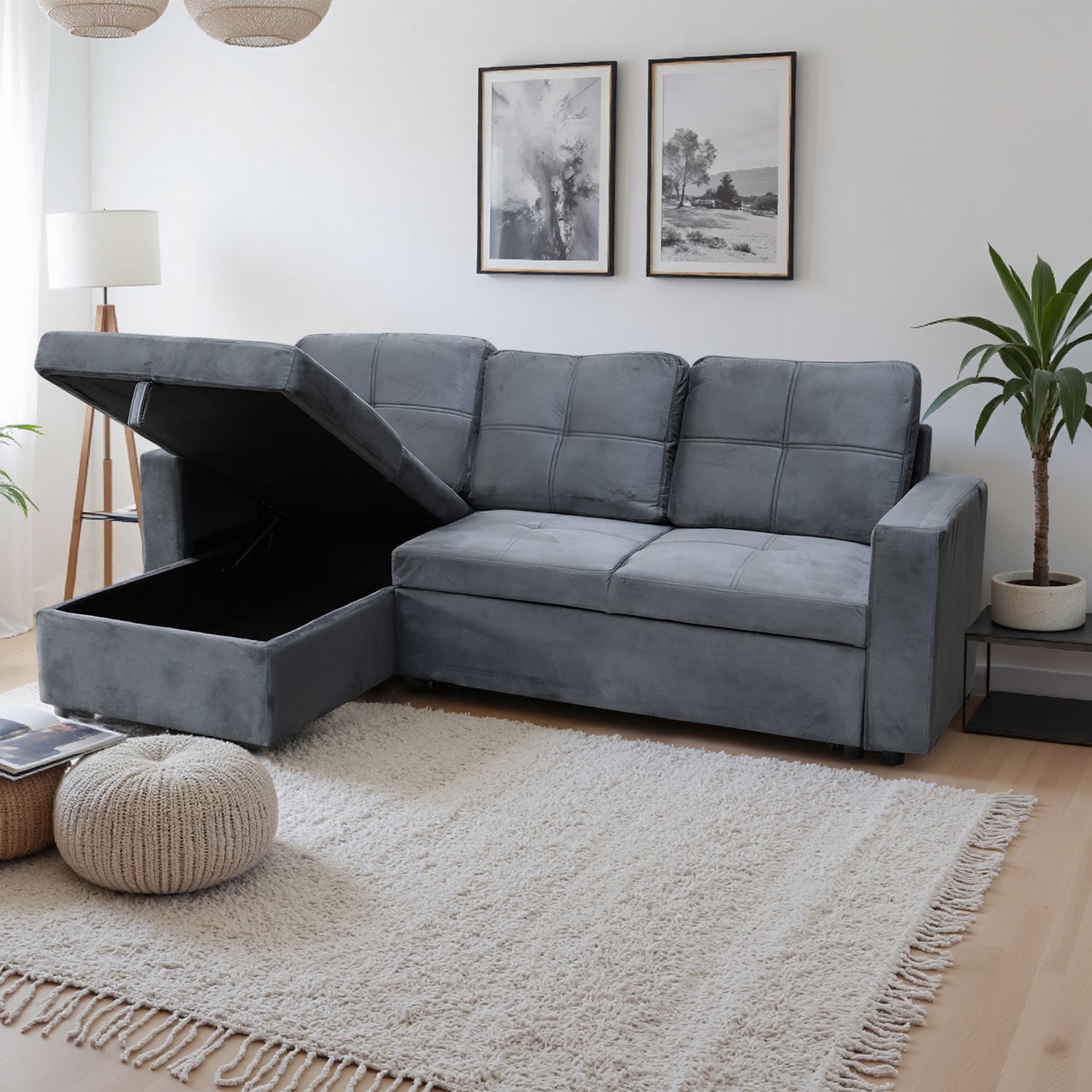 Sala Cama Lumix Velvet Gris