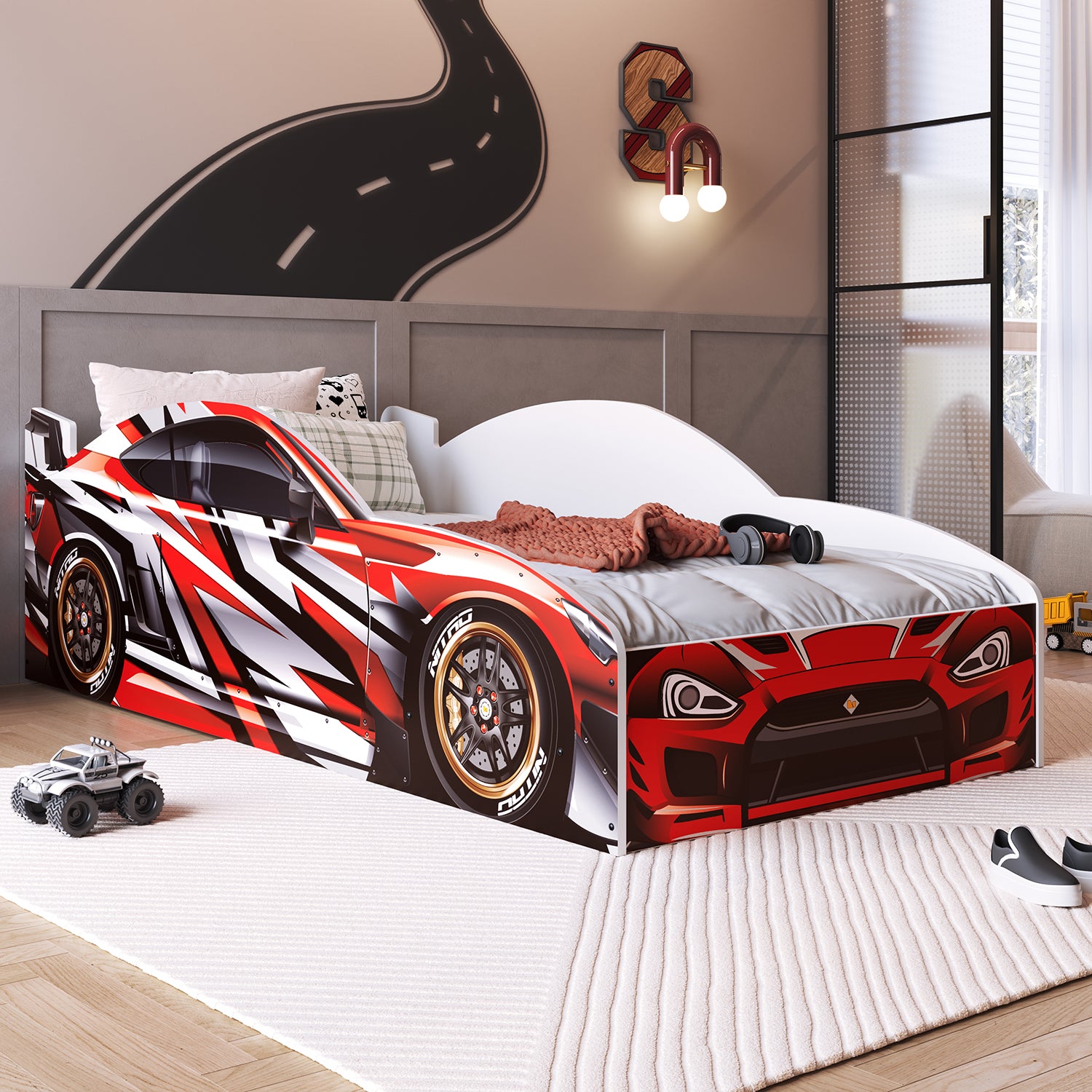 Cama Infantil Carro Speed Rojo, Blanco