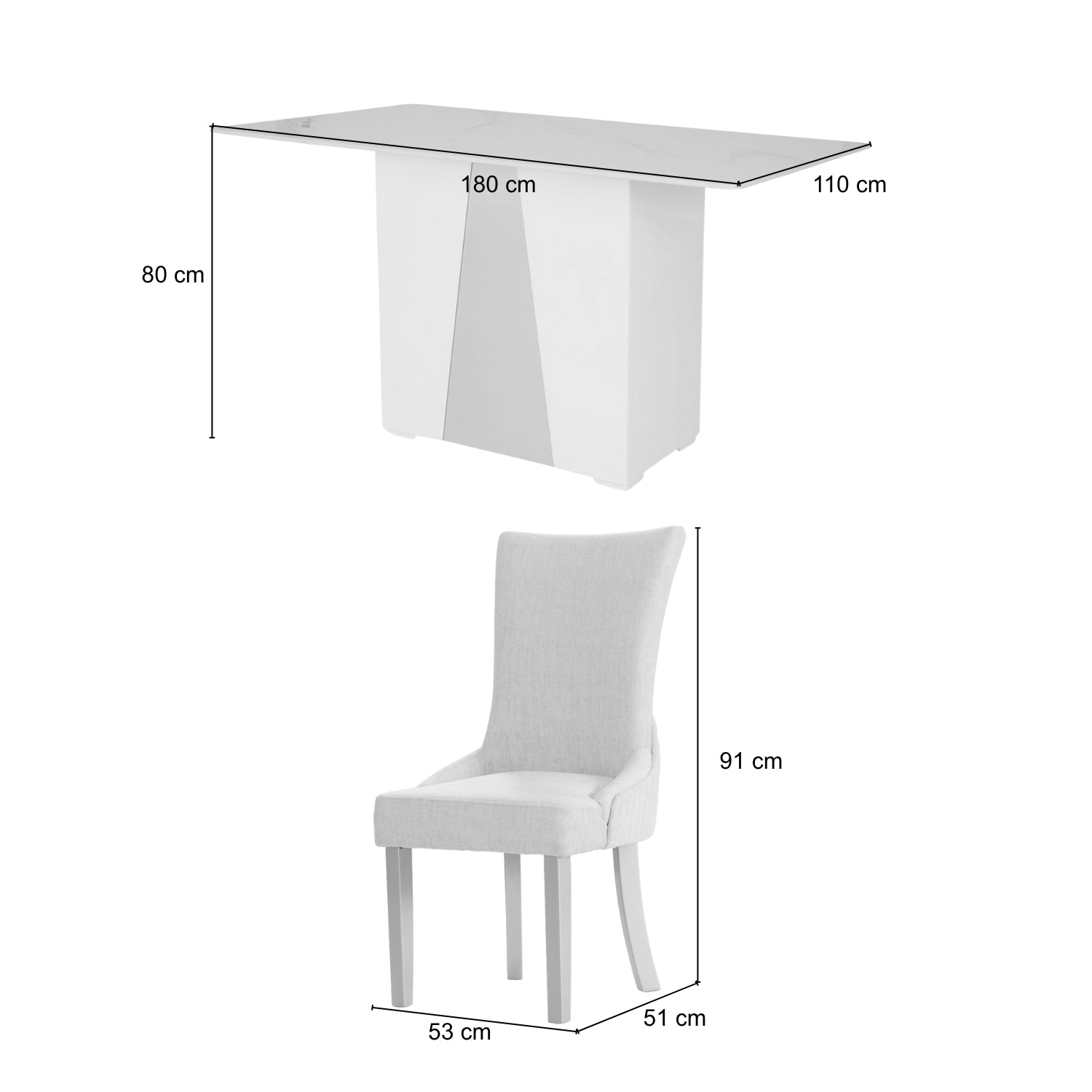 Comedor 6 Puestos Roma Eurolino Blanco, Champaña Base Para Vidrio