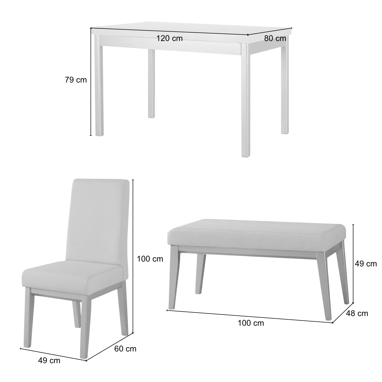 Comedor 6 Puestos Walcot Eurolino Gaira Plata, Champaña 4 Sillas y Butaco