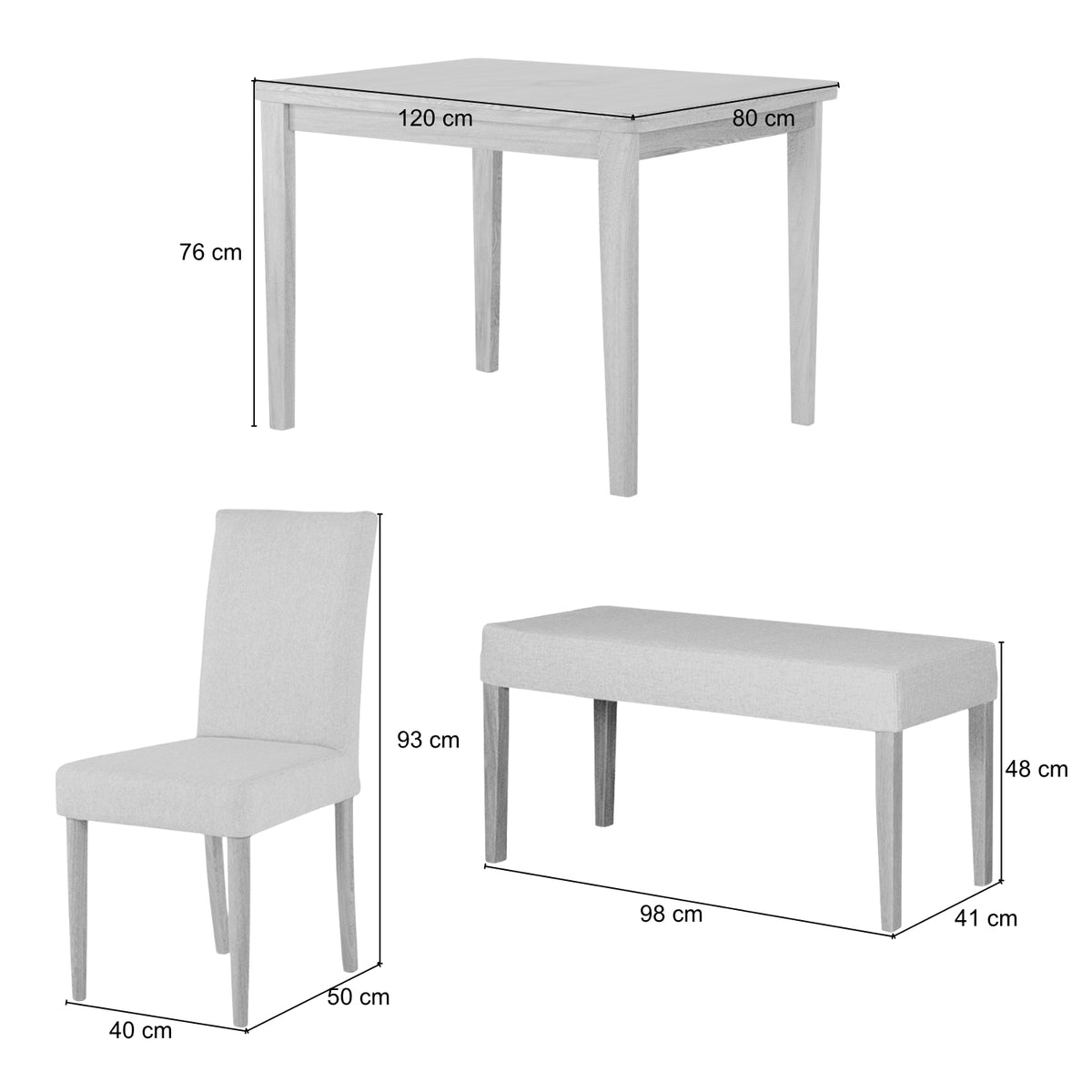 Comedor 6 Puestos Line Eurolino Vitore Marfil, Natural 4 Sillas + Butaco