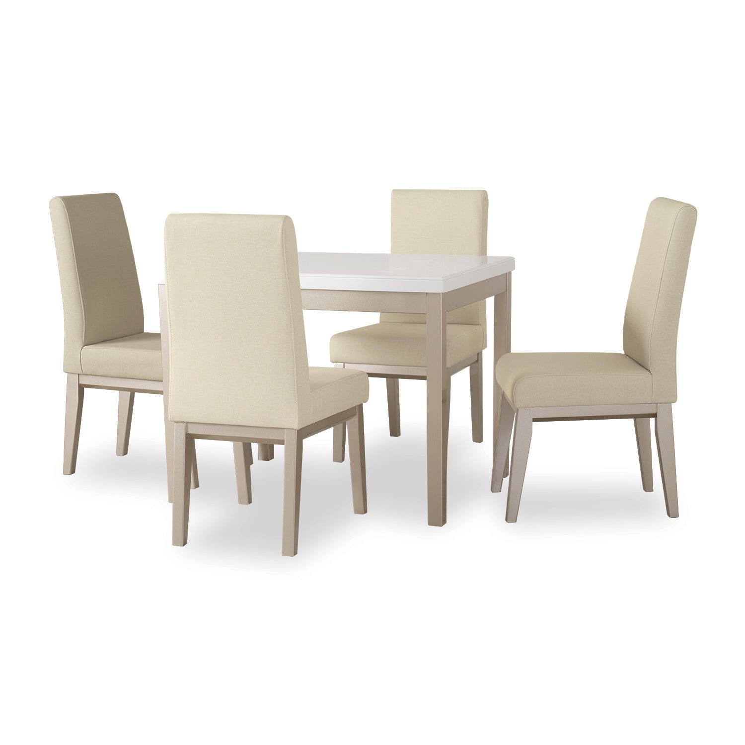 Comedor 4 Puestos Walcot Chenille Almendra, Champaña