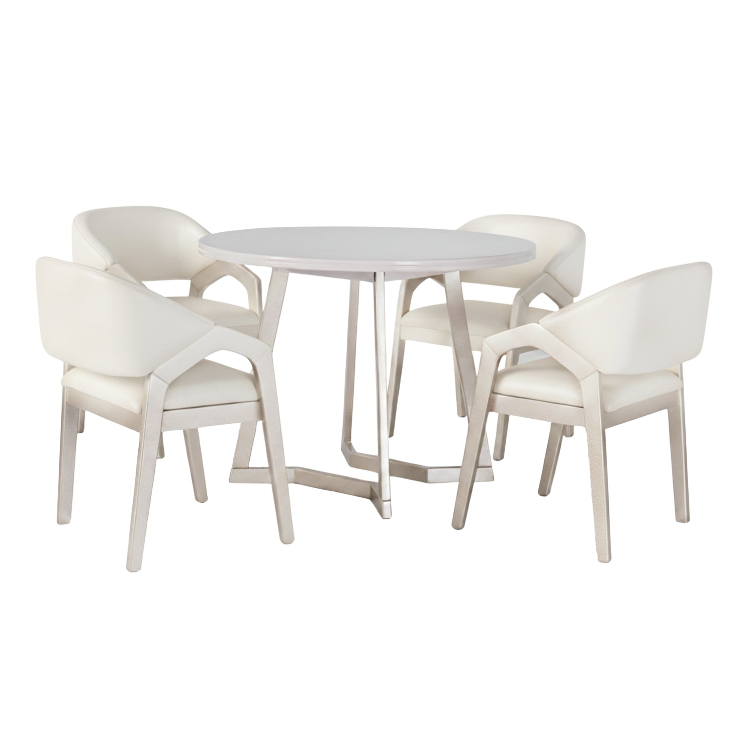 Comedor 4 Puestos Capri Blanco Puro, Champaña