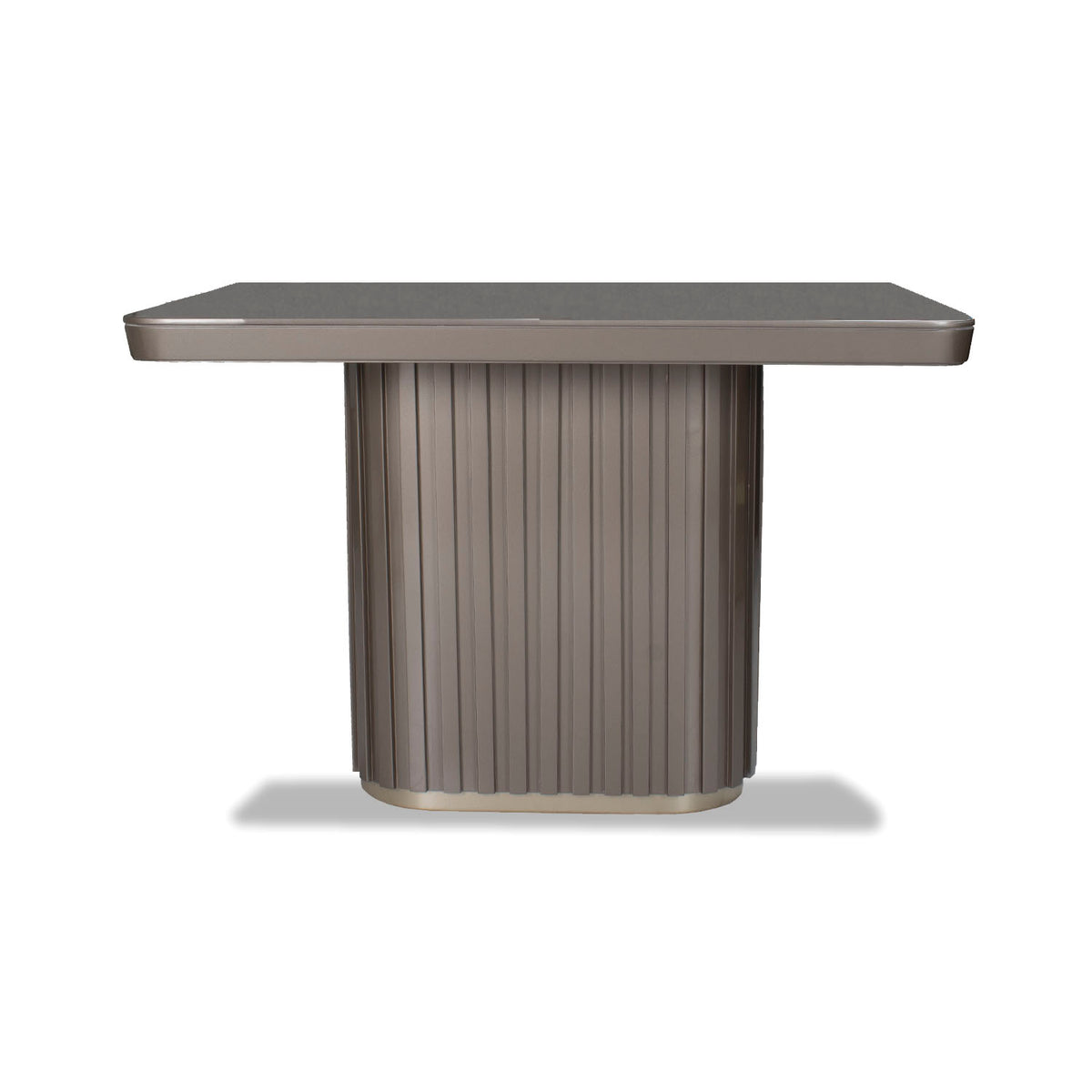 Comedor 4 Puestos Nicole Chenille Touch Almendra, Taupe Perla Cubierta en Madera