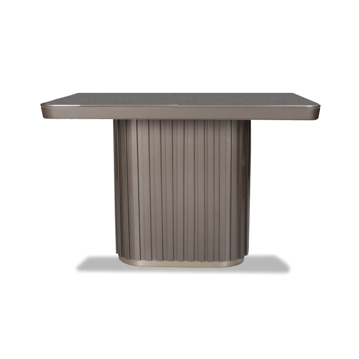 Comedor 4 Puestos Nicole Chenille Touch Almendra, Taupe Perla Cubierta en Madera