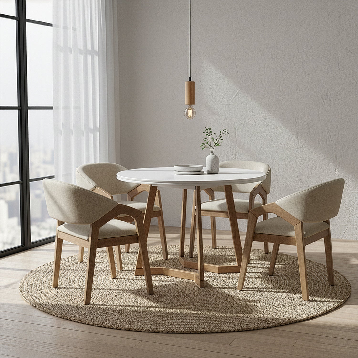 Comedor 4 Puestos Capri Verona Beige, Natural
