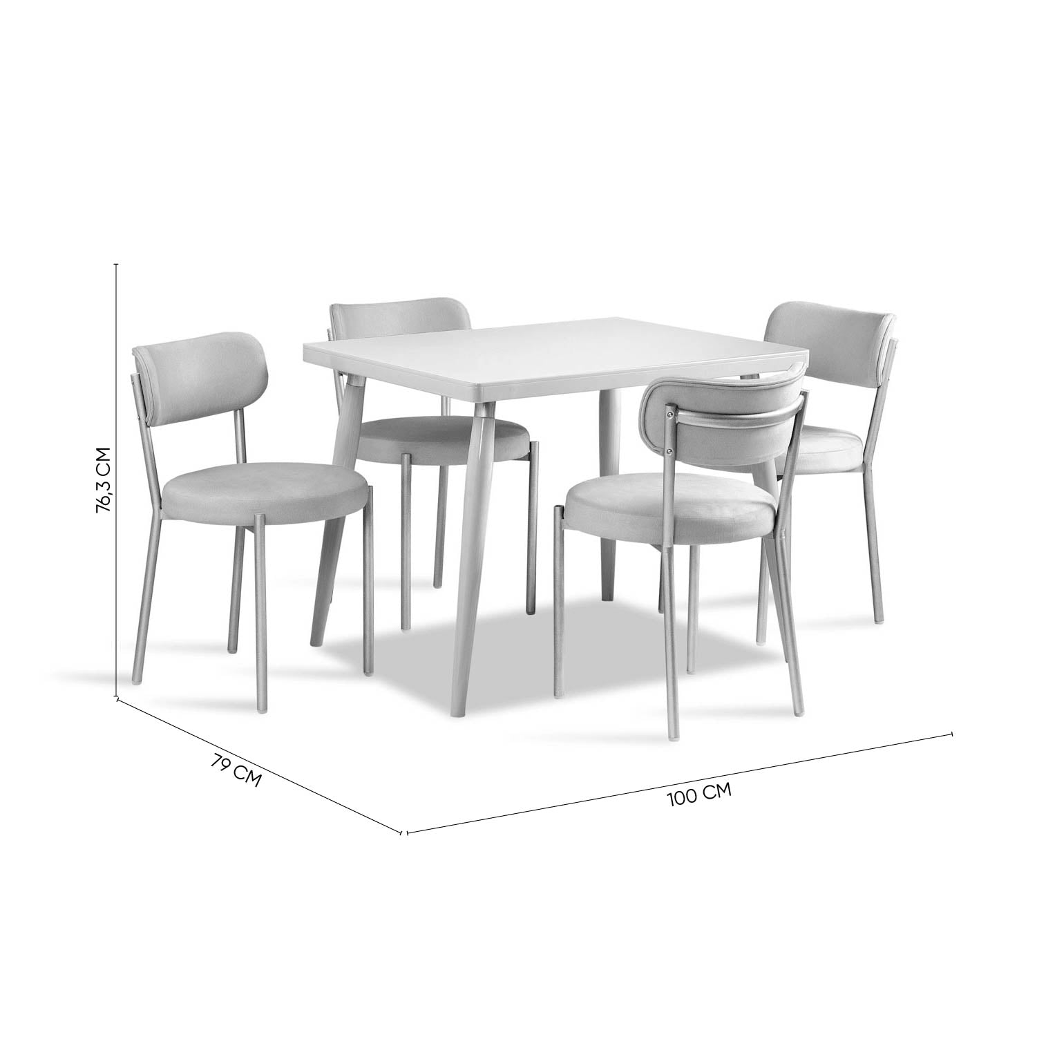 Comedor 4 Puestos Arthur Velvet Eleganza Crudo, Champaña