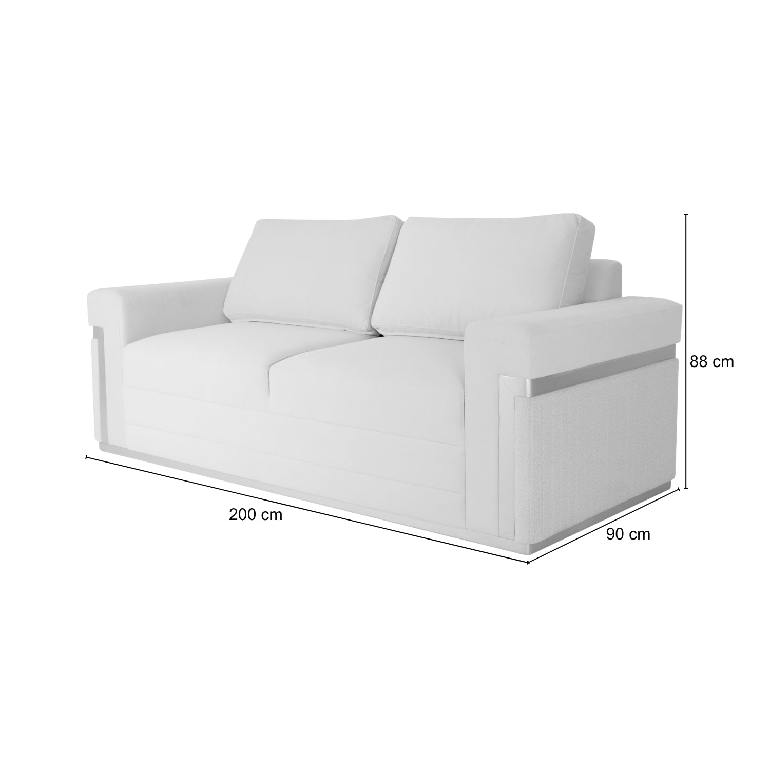 Sofá 3 Puestos Dante Eurolino Blanco, Champaña Brazo Desmontable