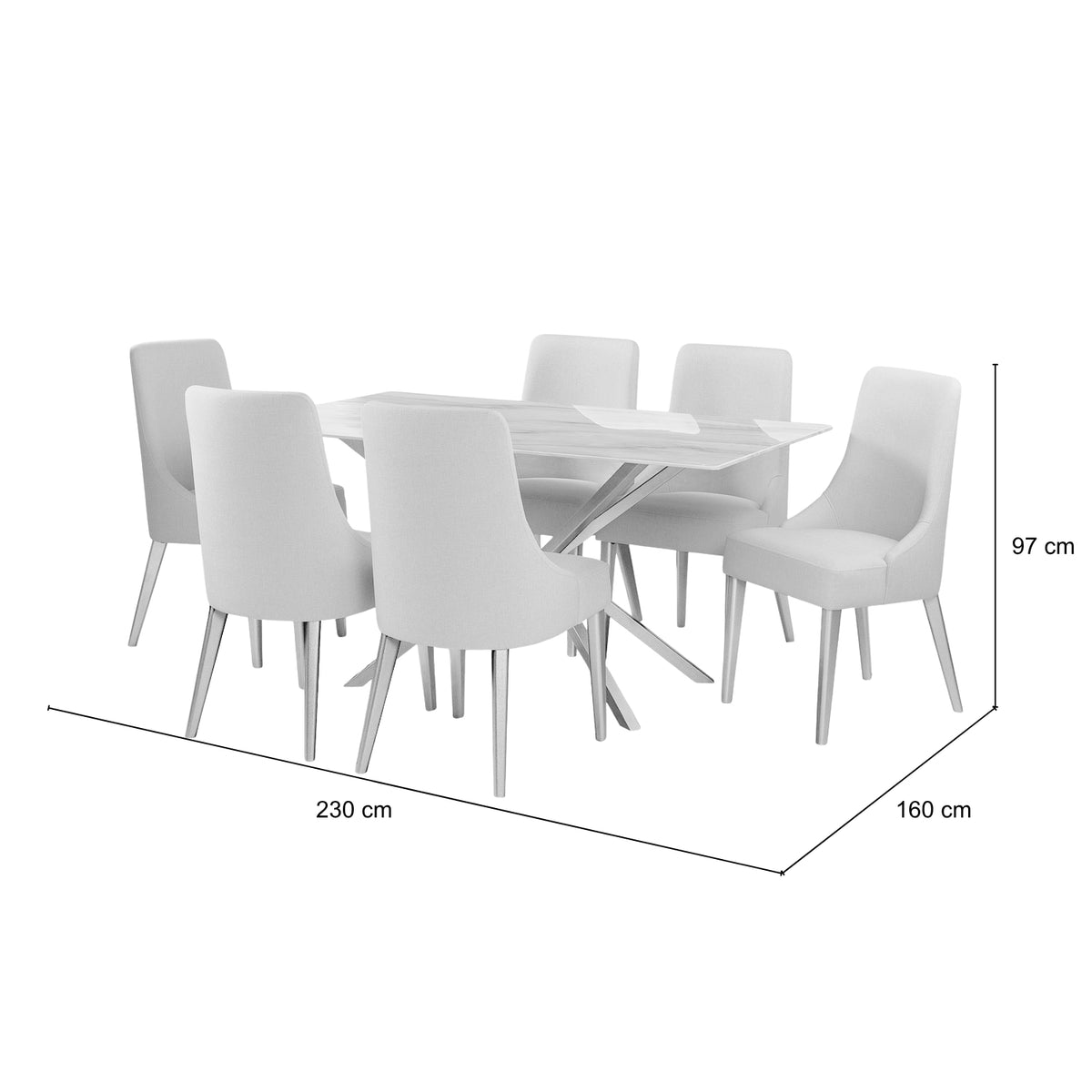 Comedor 6 Puestos Sevilla Eurolino Blanco Puro, Champaña Bpv