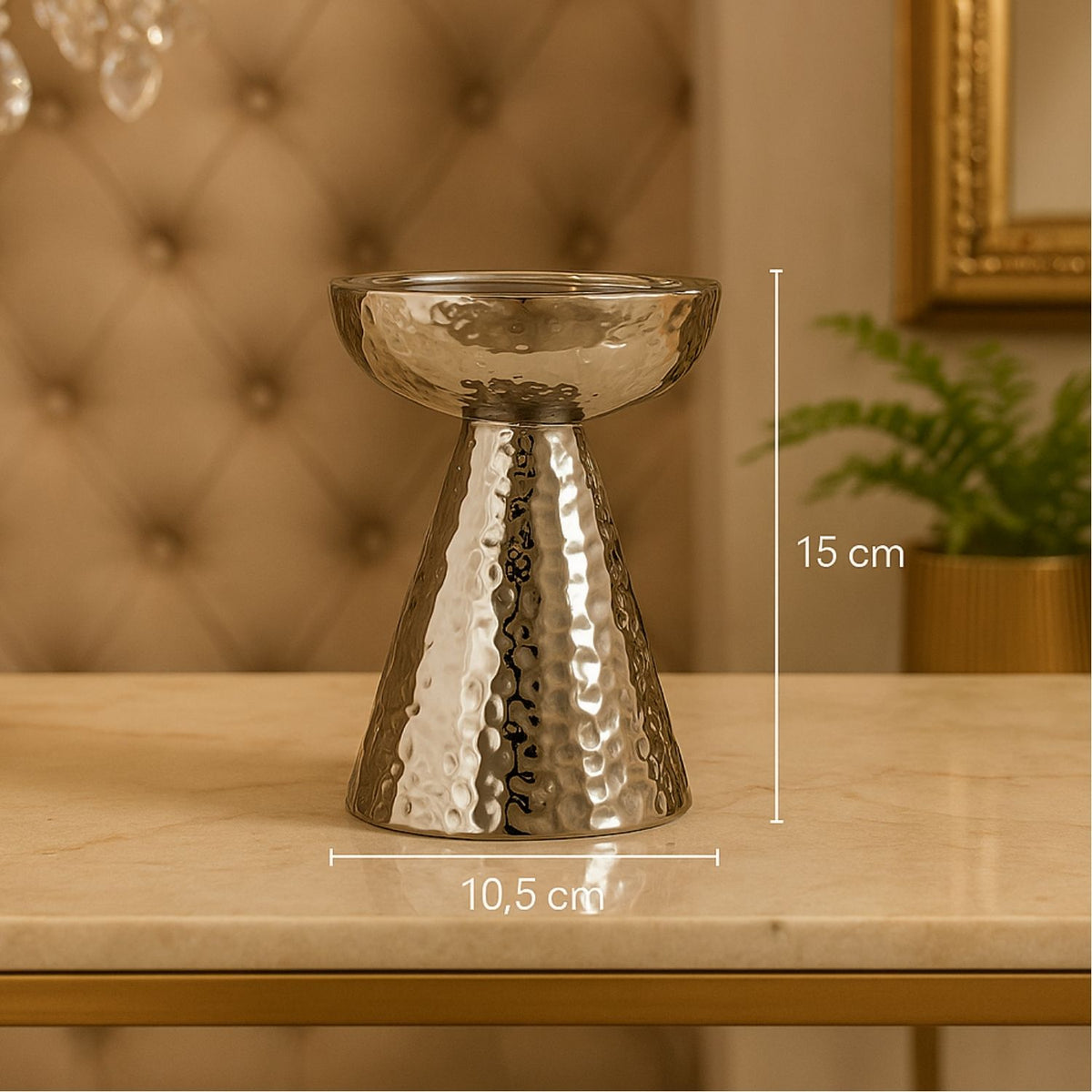 Candelabro 10.5X10.5X15 Moon Plata F243