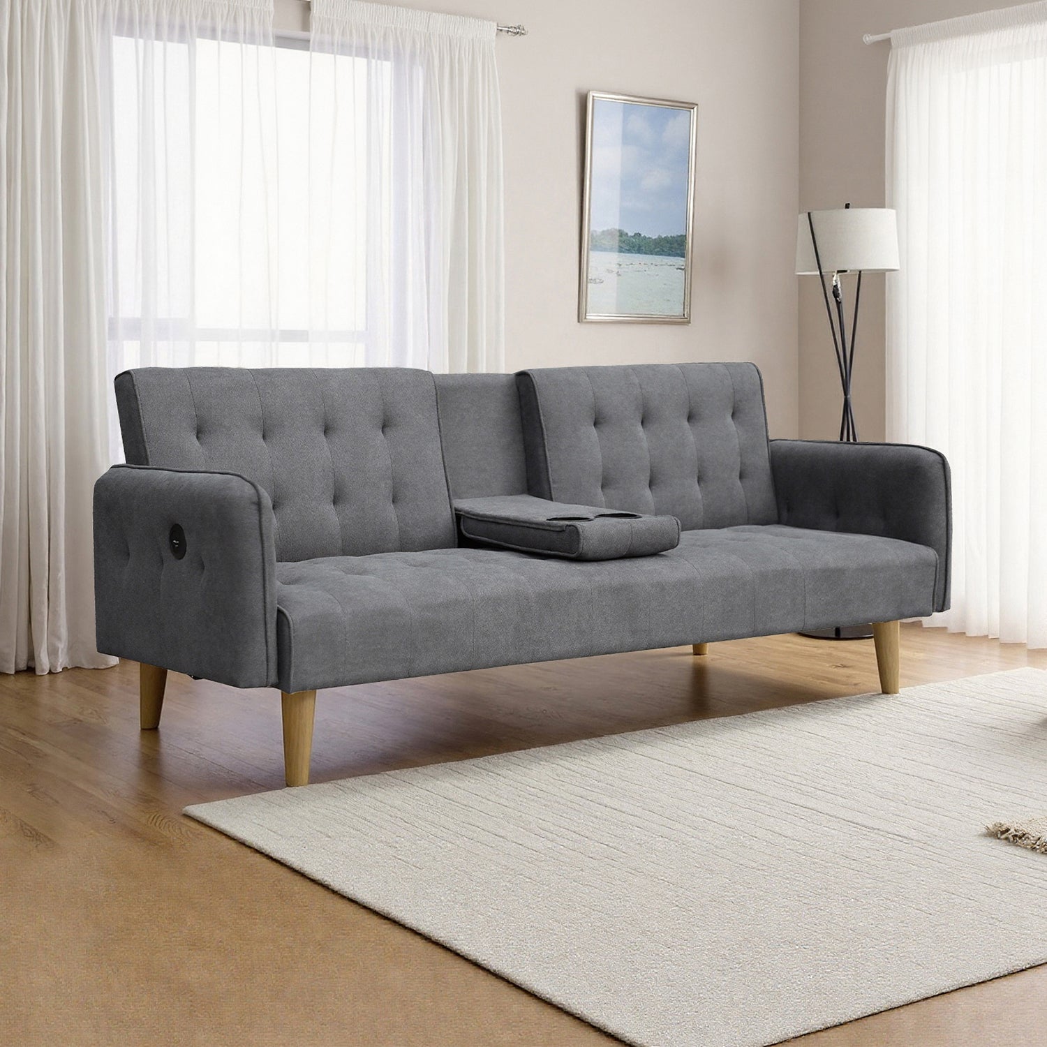Sofa Cama Arizona Lino Plomo