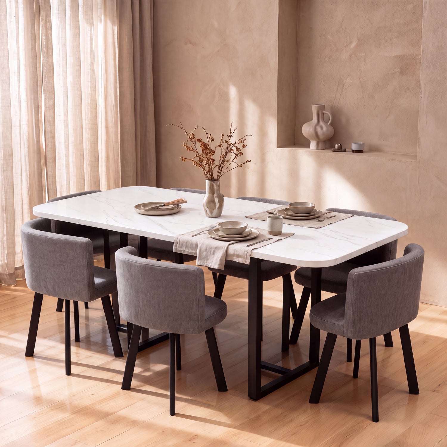 Comedor 6 Puestos Alec Beige