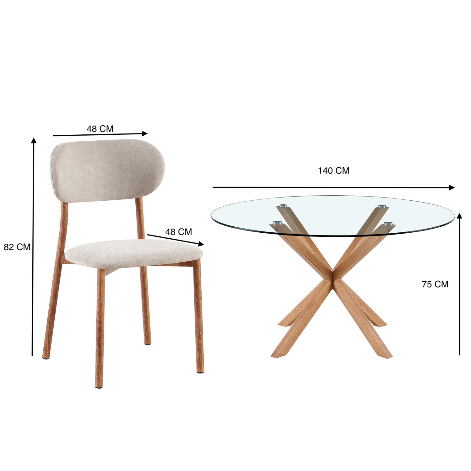Comedor 6 Puestos Dousty Beige, Natural