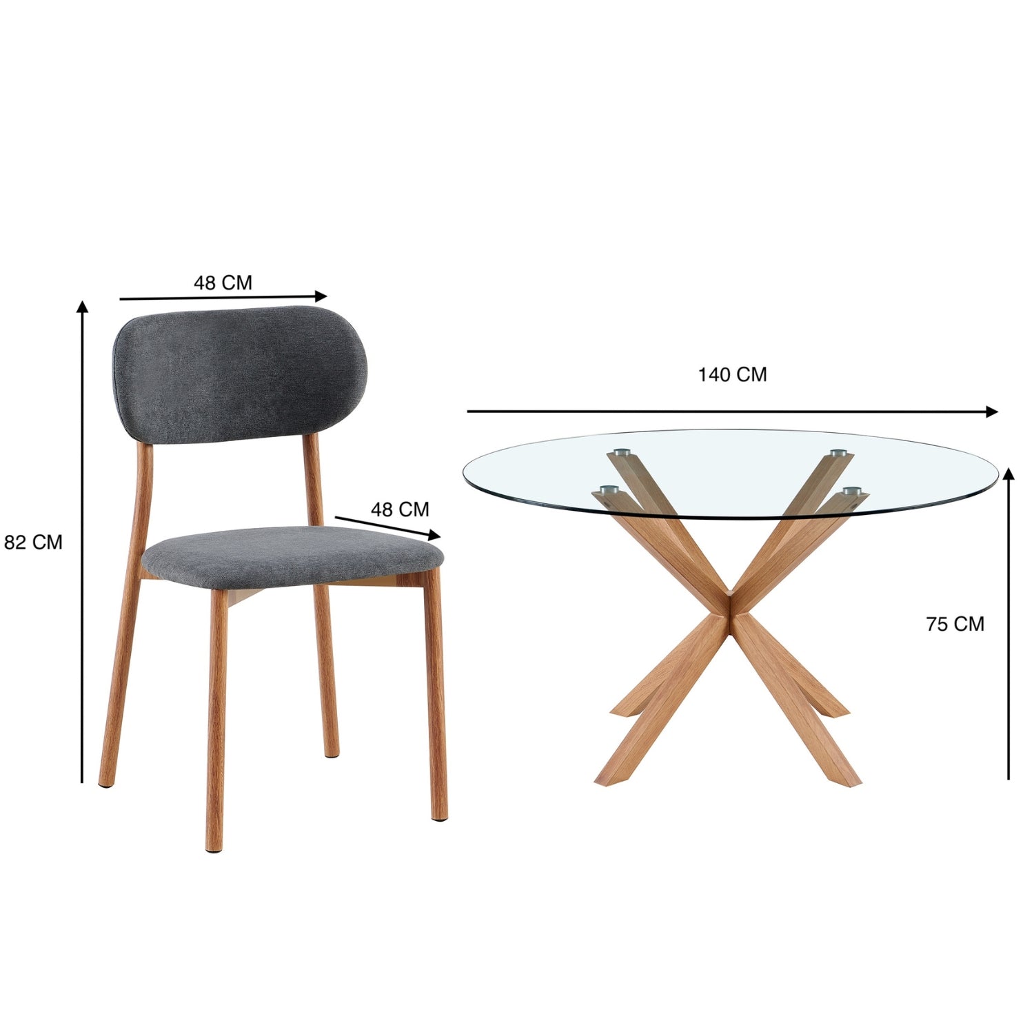 Comedor 6 Puestos Dousty Gris, Natural