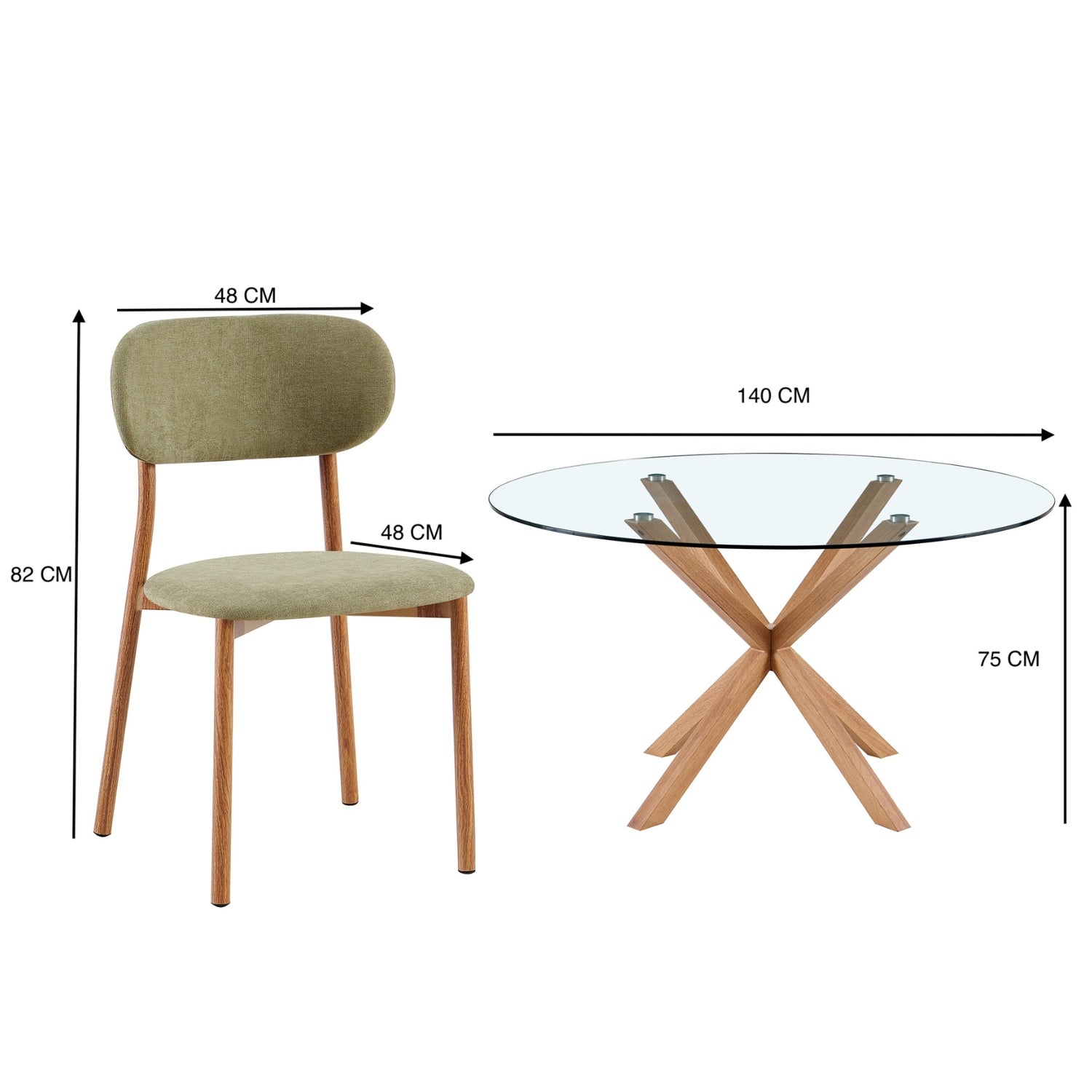 Sofa 3 Puesto Larisa + Comedor Dousty Chenille Impetu, Beige, Natural