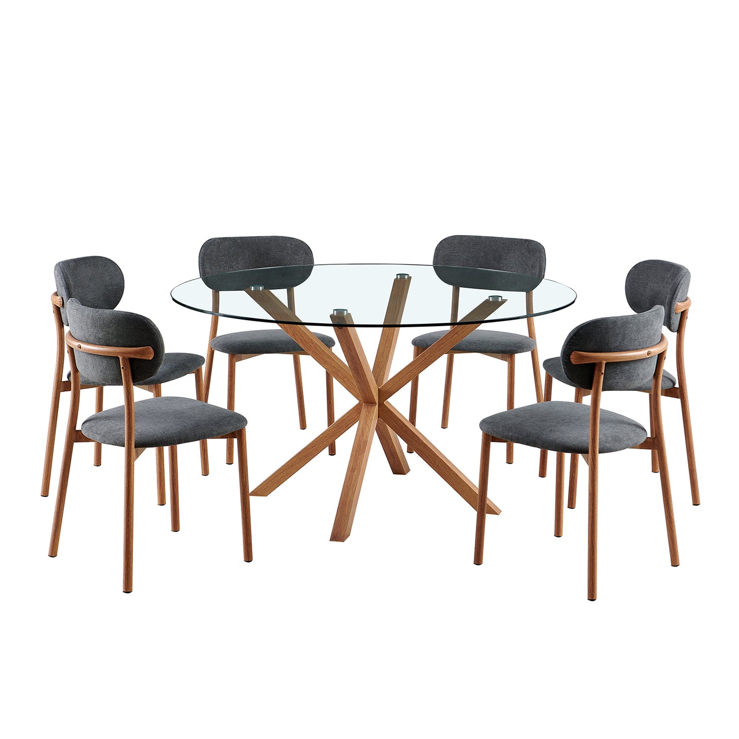 Comedor 6 Puestos Dousty Gris, Natural