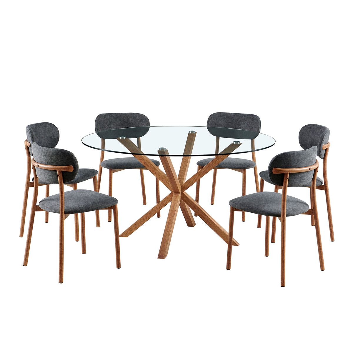 Comedor 6 Puestos Dousty Gris, Natural