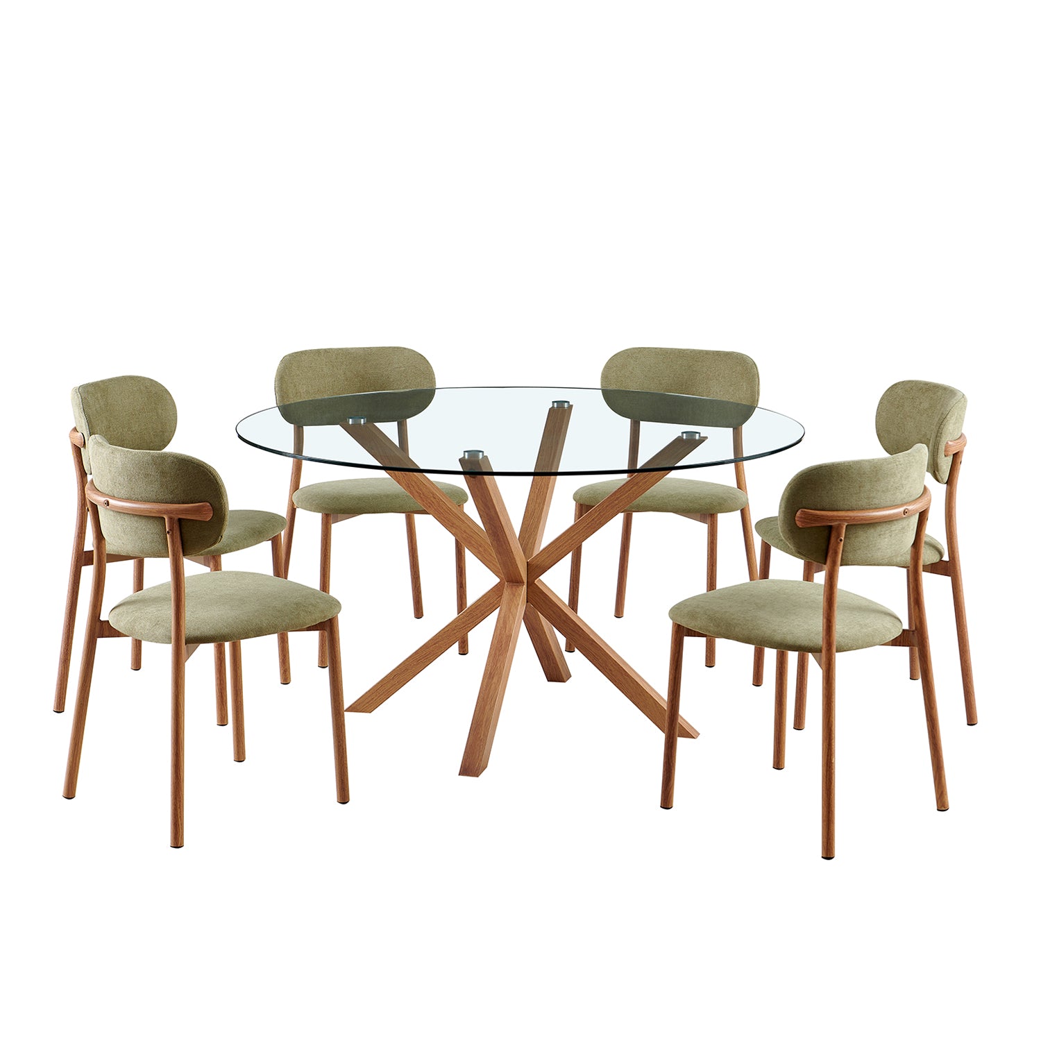 Comedor 6 Puestos Dousty Verde, Natural