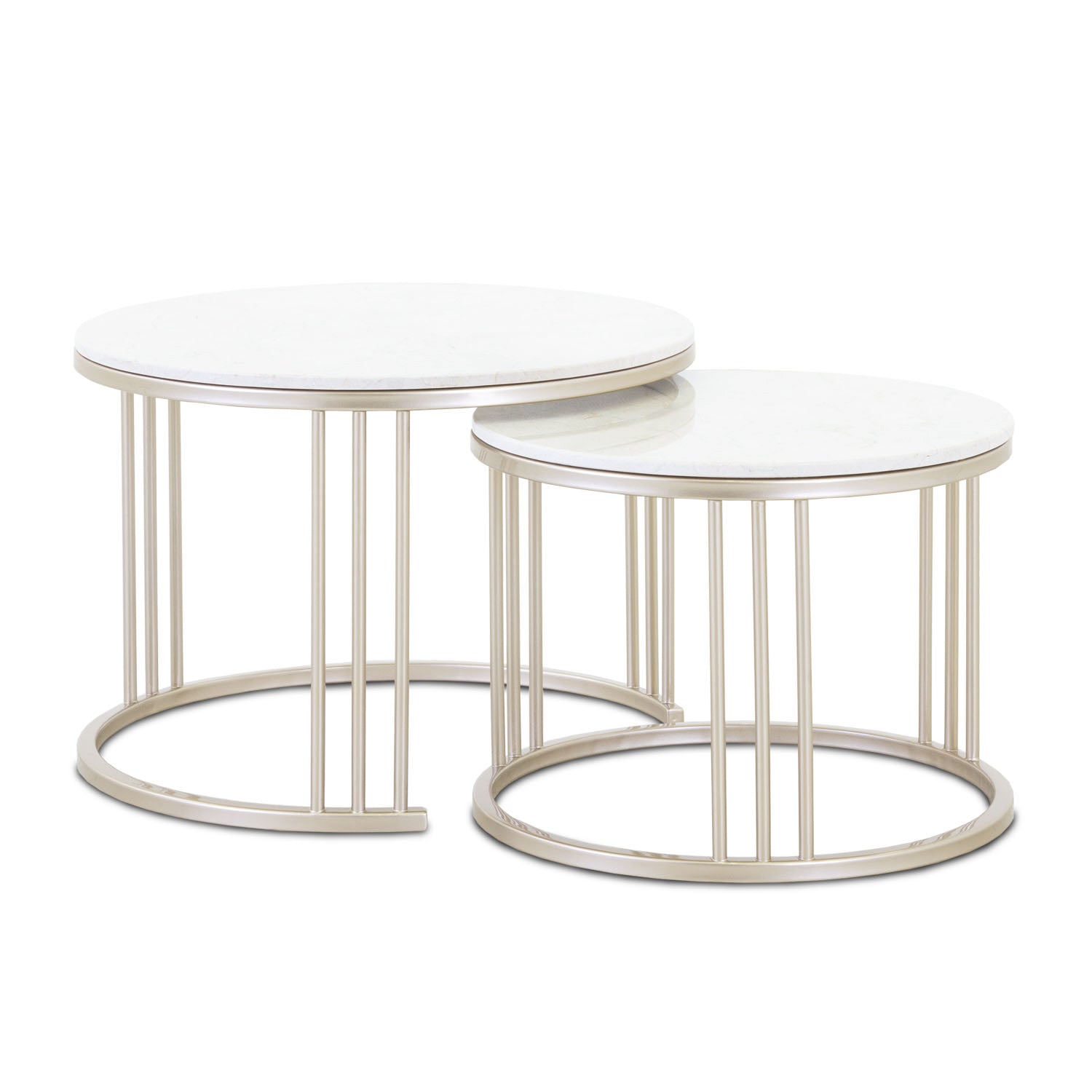 Set X 2 Mesa De Centro Vivaldi Marmol Blanco, Champaña