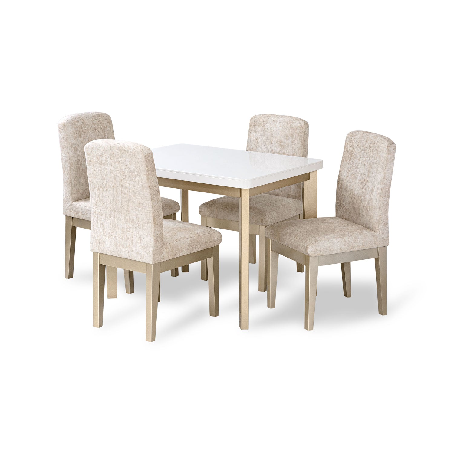 Comedor 4 Puestos Milu Velvet Estocolmo Marfil, Champaña