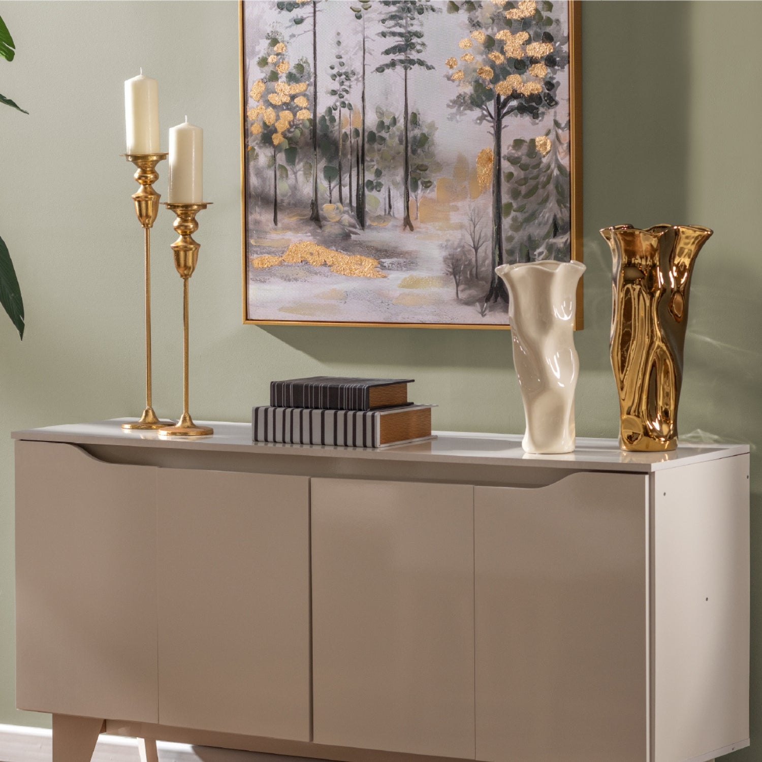 Candelabro11X11X48.5 Vintage Dorado F243