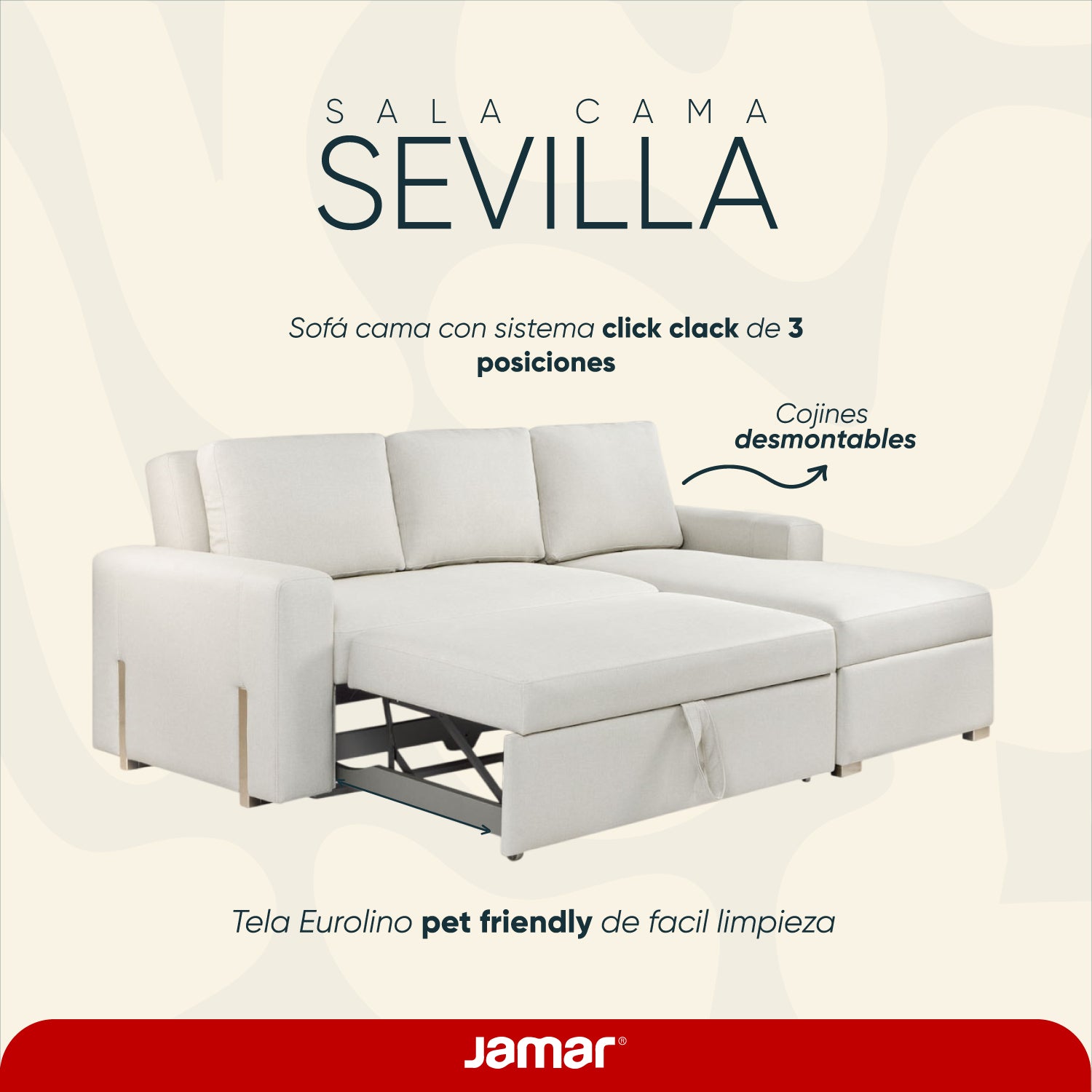 Sala Cama Sevilla Eurolino Blanco Puro, Champaña Derecha