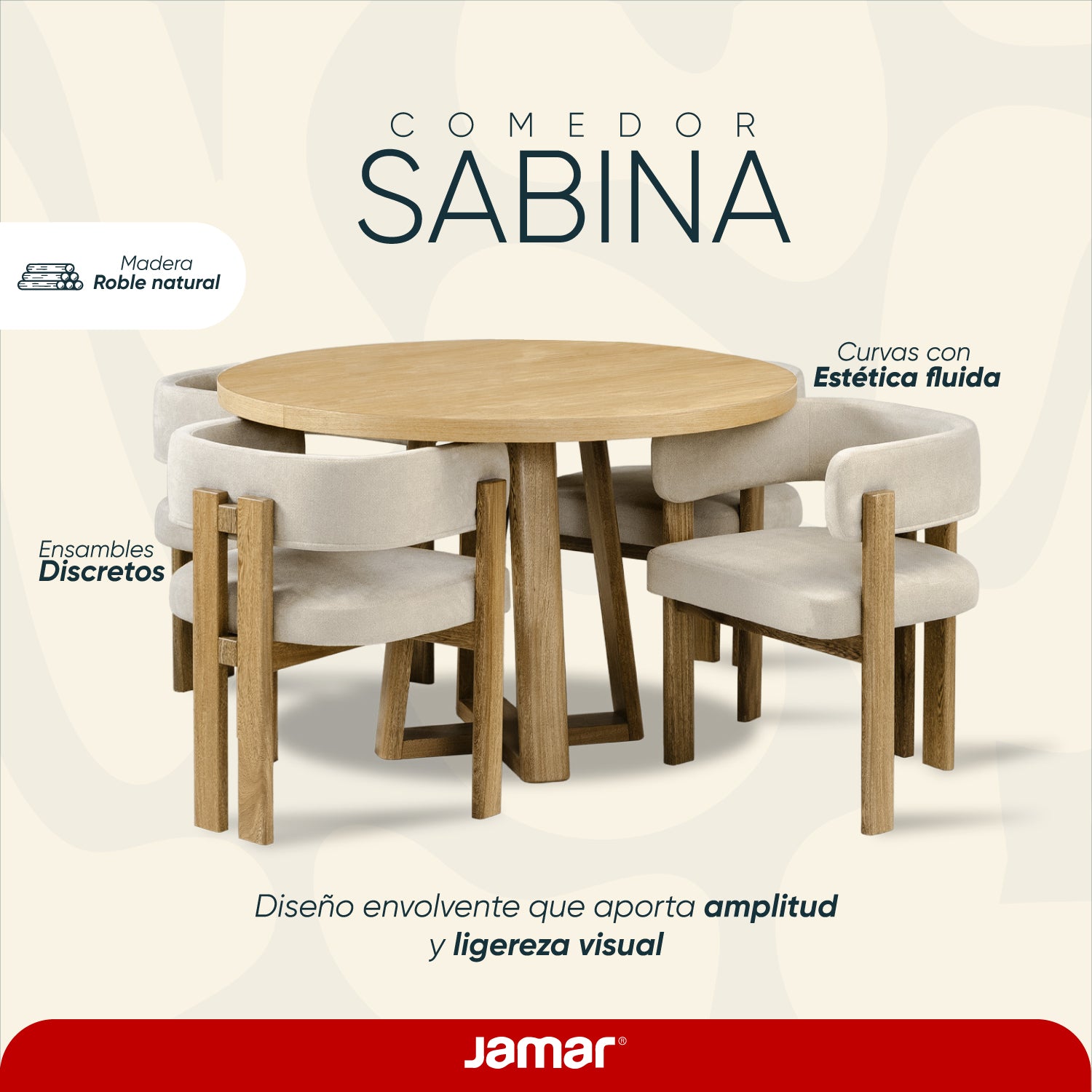 Comedor 4 Puestos Sabina Impetu Arena, Natural