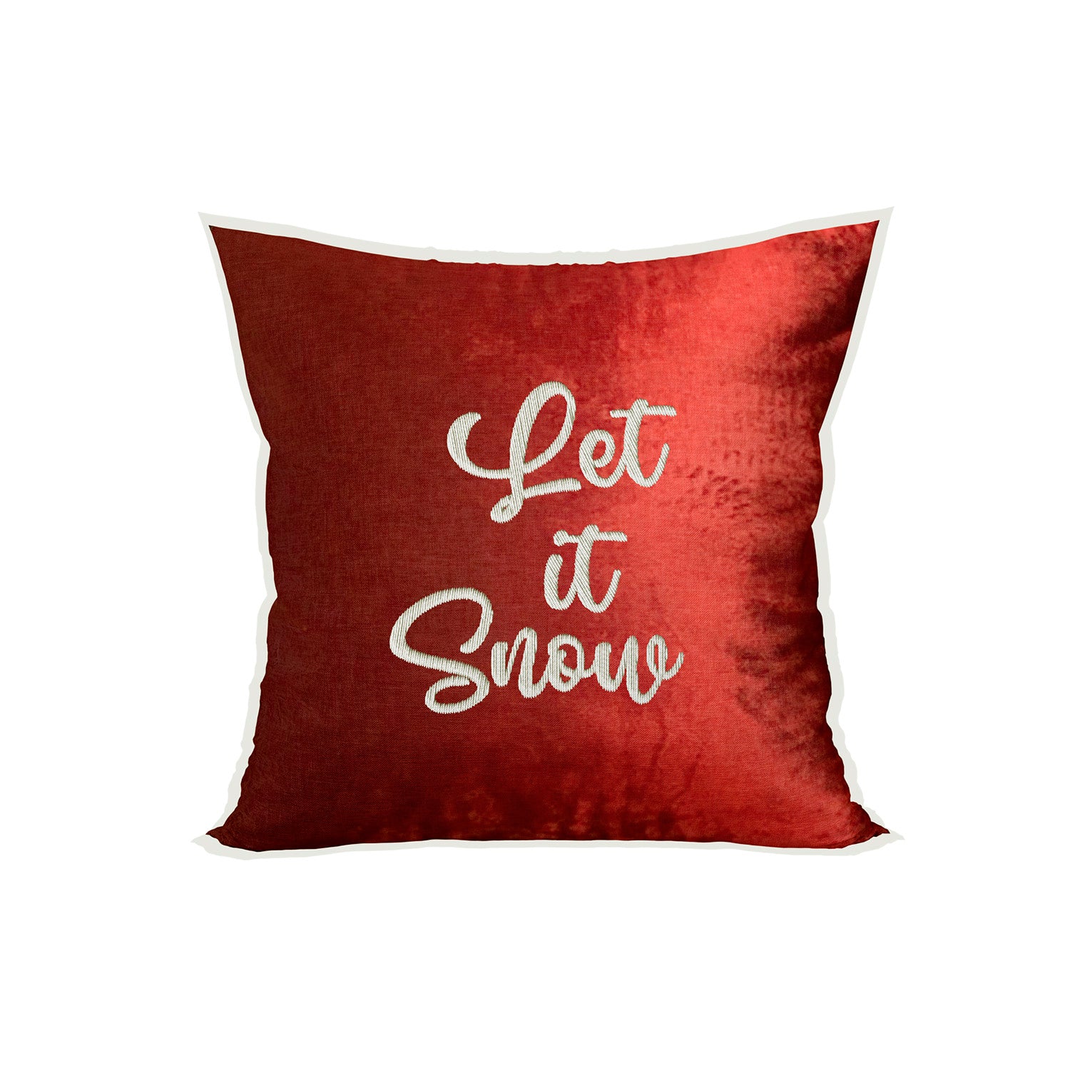 Cojín 45X45 Rojo Bordado Let It Snow