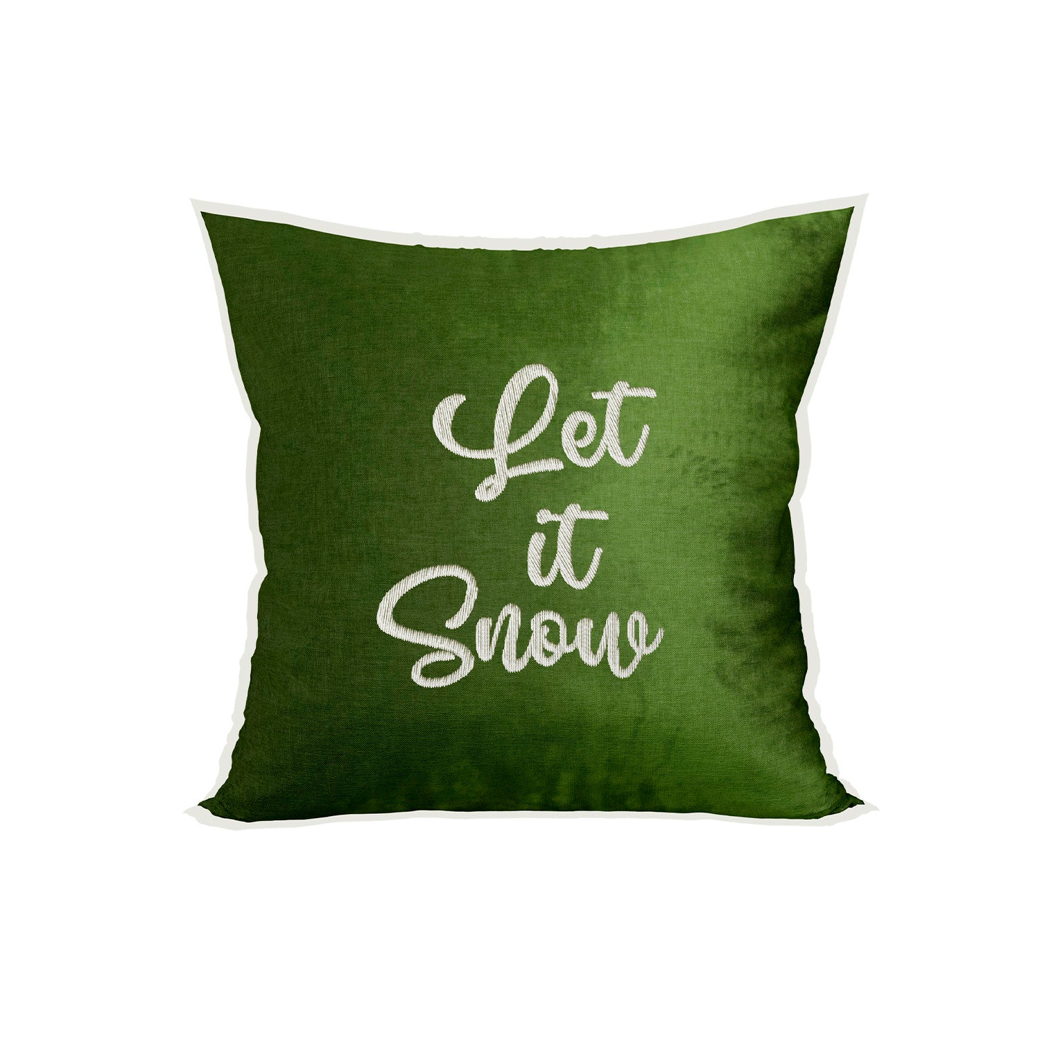Cojín 45X45 Verde Bordado Let It Snow