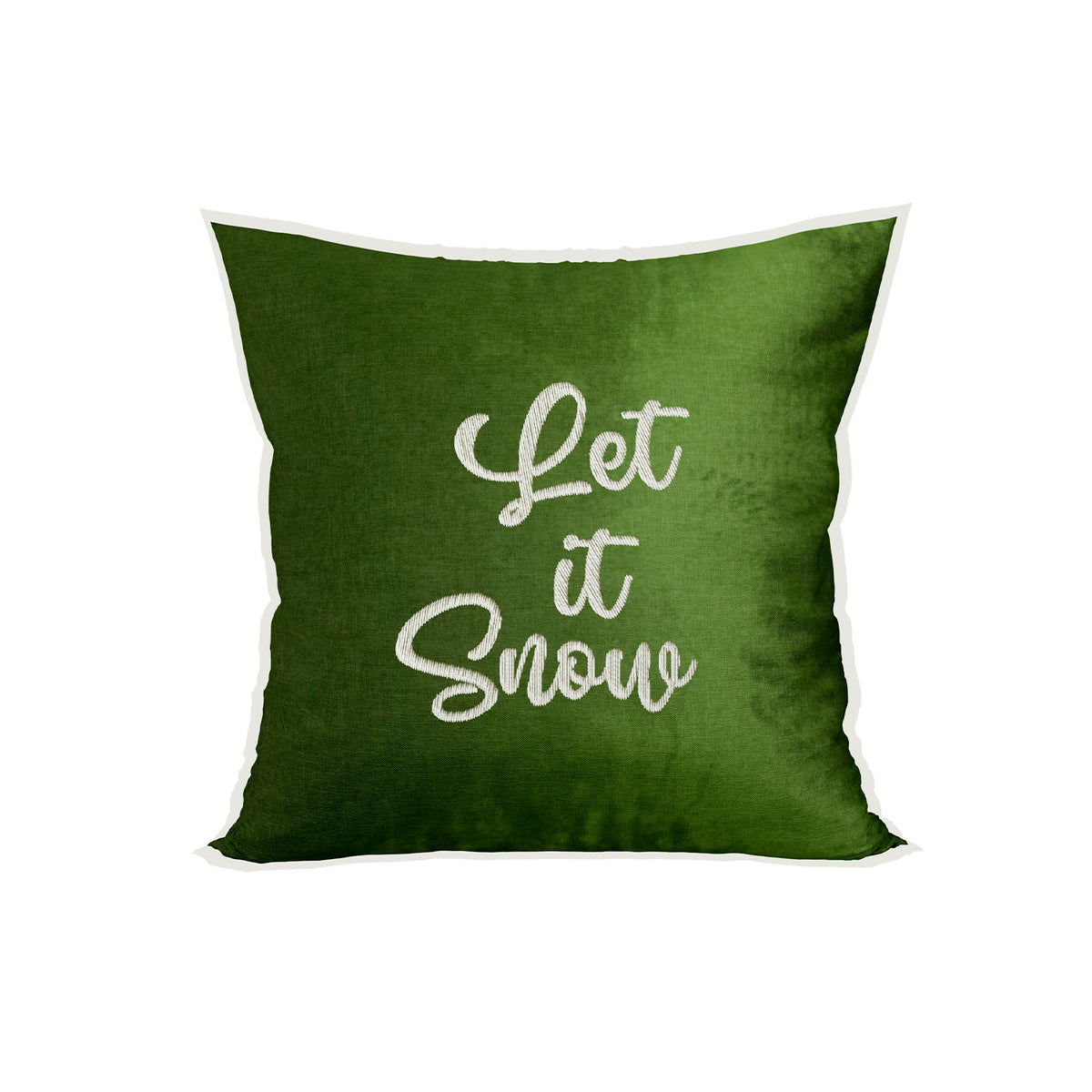 Cojín 45X45 Verde Bordado Let It Snow