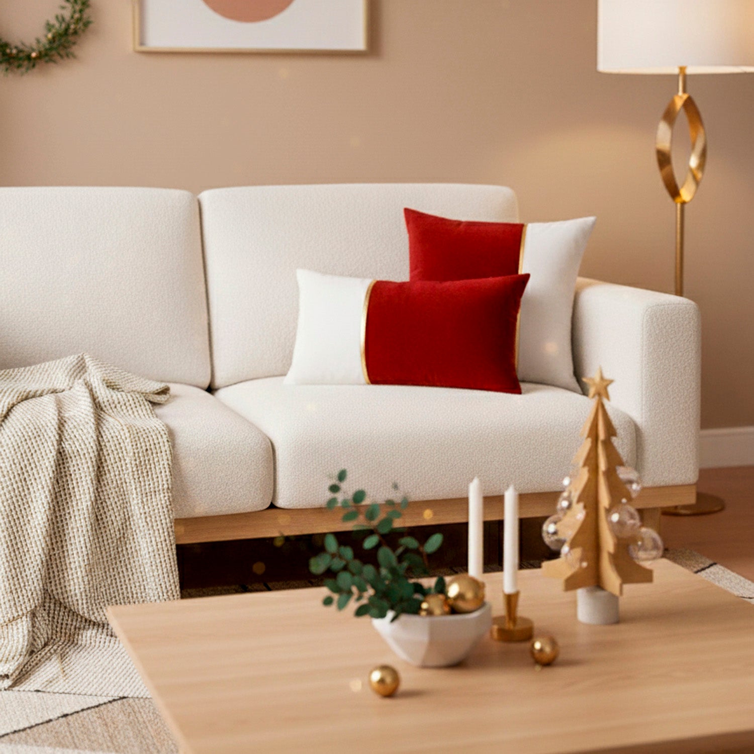 Cojín 45X45 Arkana Rojo/Blanco