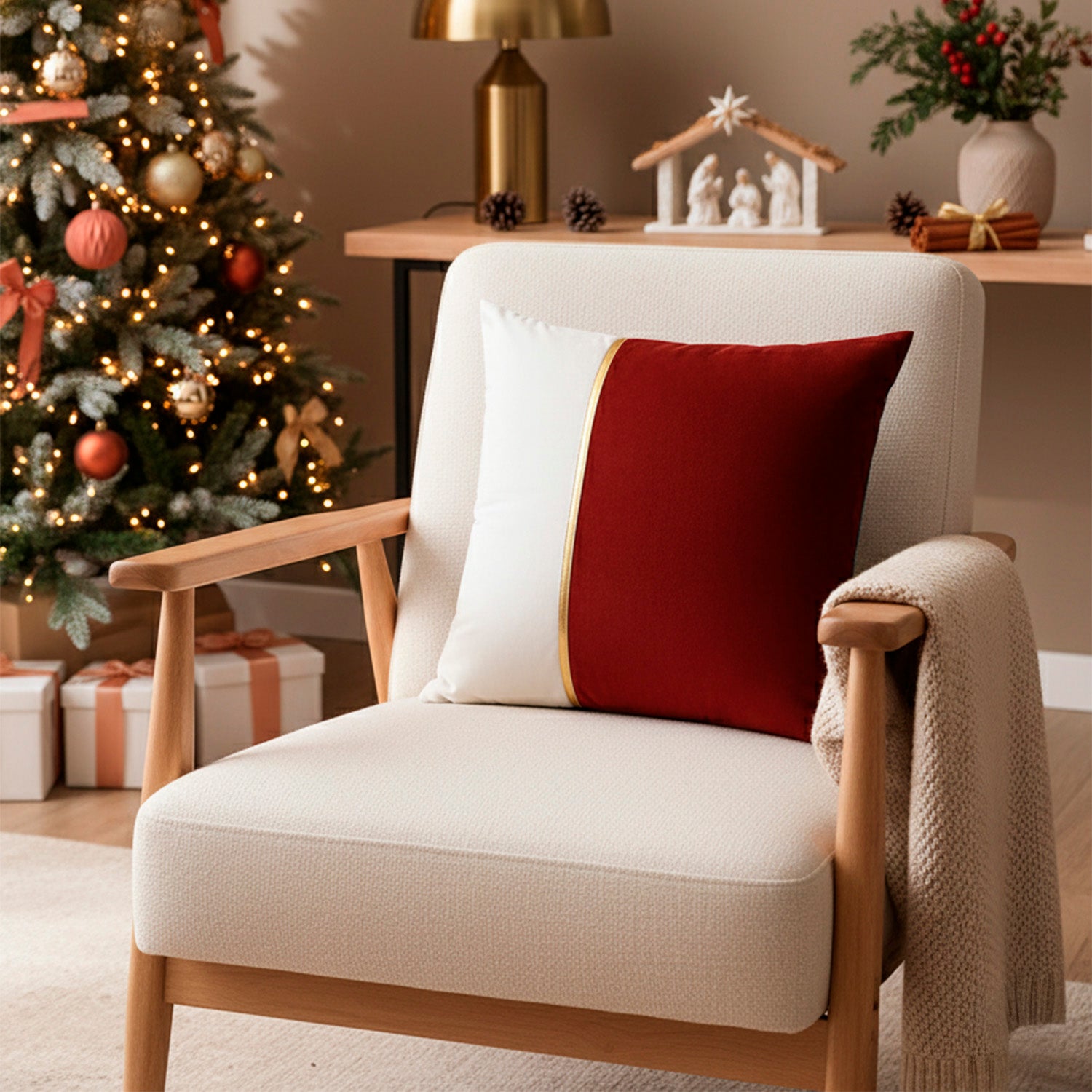 Cojín 45X45 Arkana Rojo/Blanco