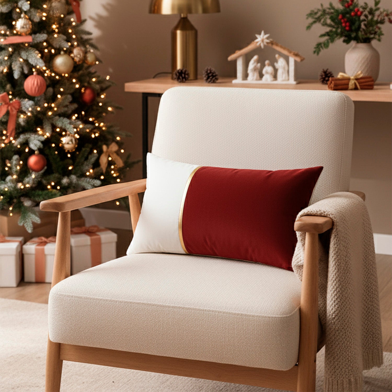 Cojín 30X50 Arkana Rojo/Blanco